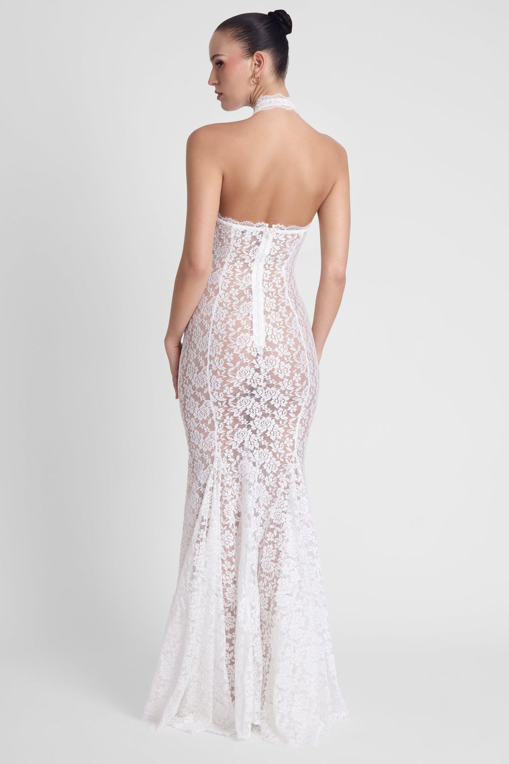 Saltair Lace Bustier Maxi Dress - White
