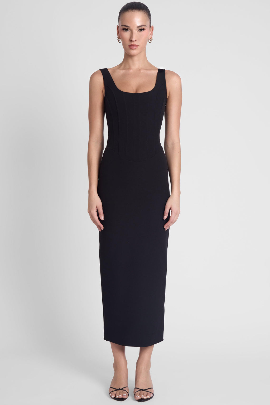 Sancia Corset Midi Dress - Black