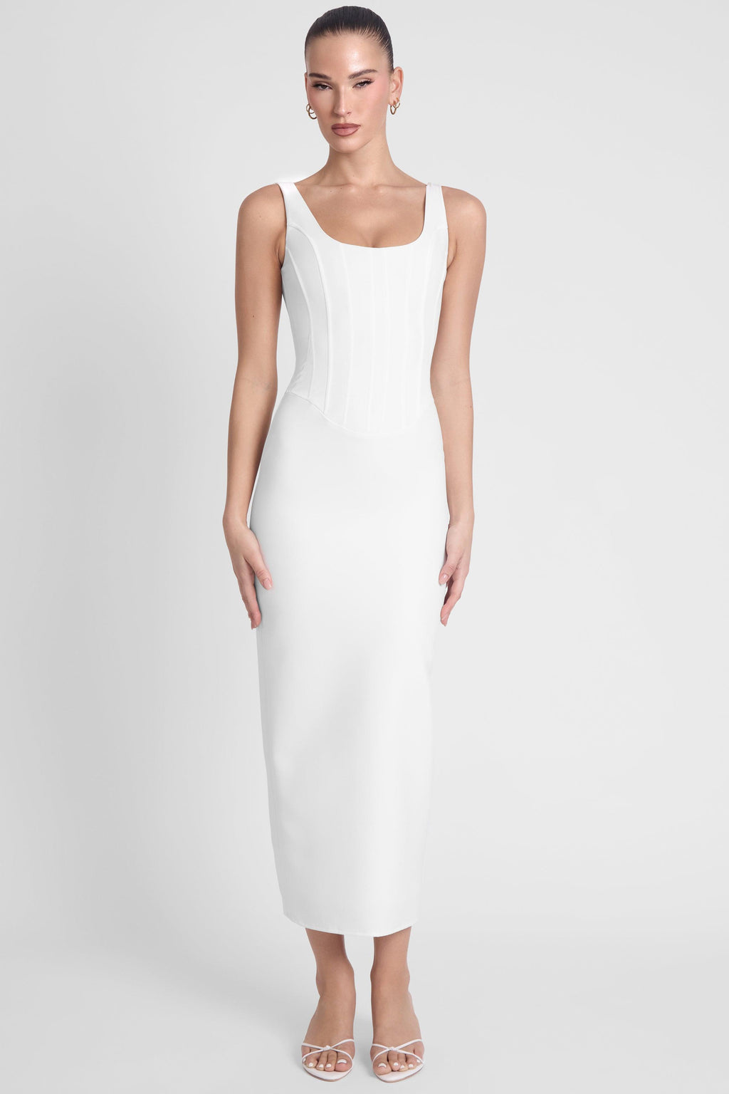 Robe mi-longue corset Sancia - Blanc