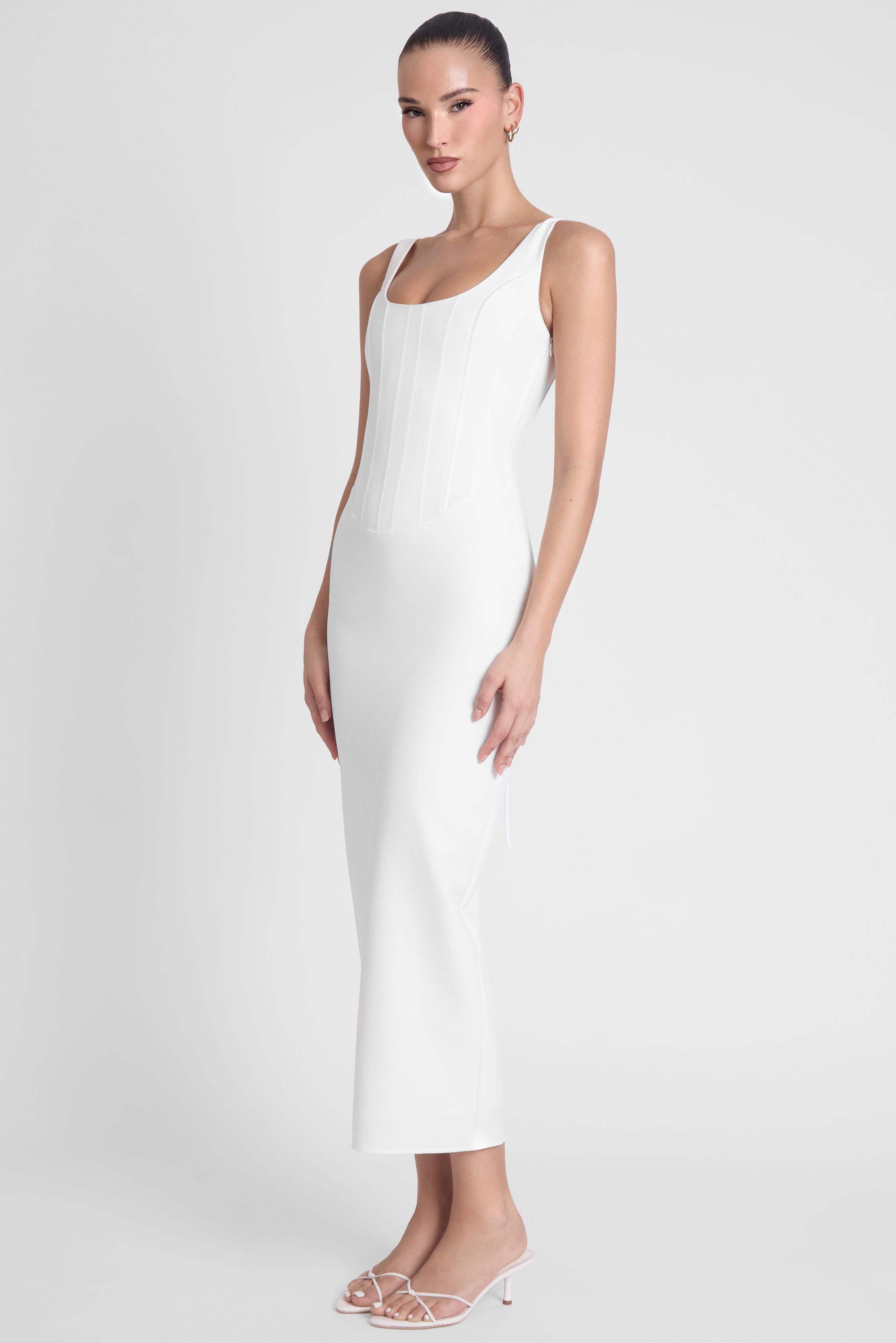 Sancia Corset Midi Dress - White