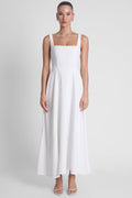 Serenity Square Neck Corset Midi Dress - White