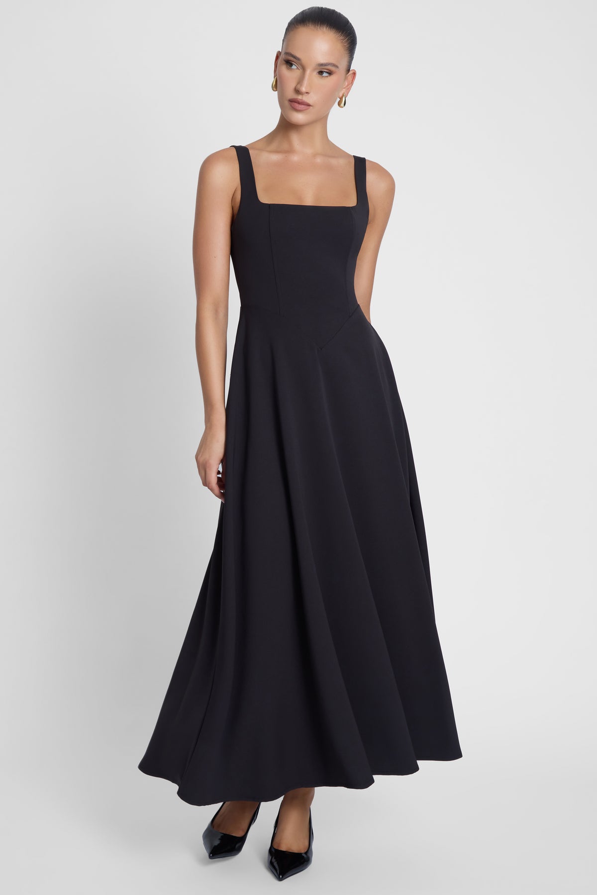 Serenity Square Neck Corset Midi Dress
