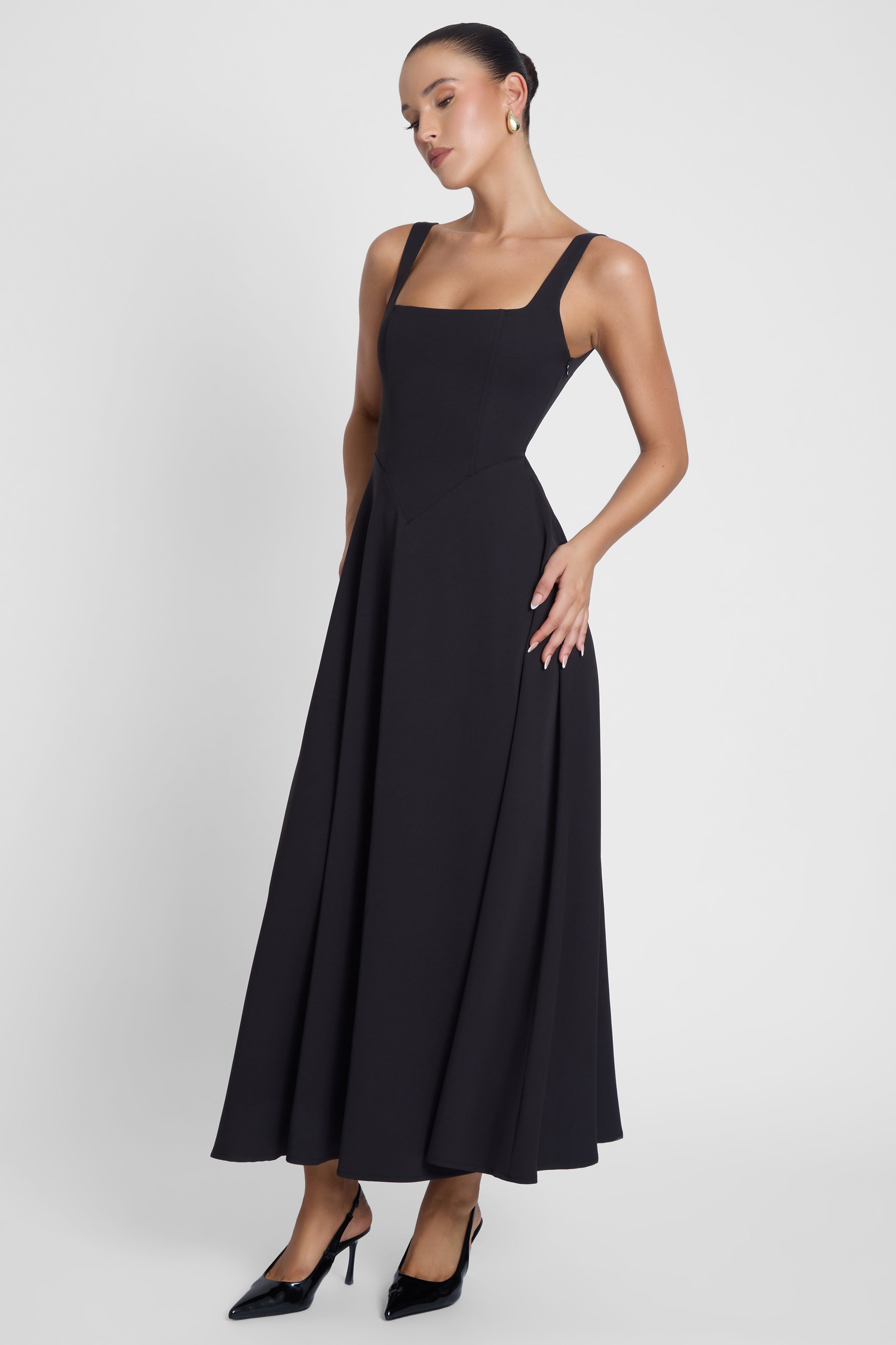 Serenity Square Neck Corset Midi Dress