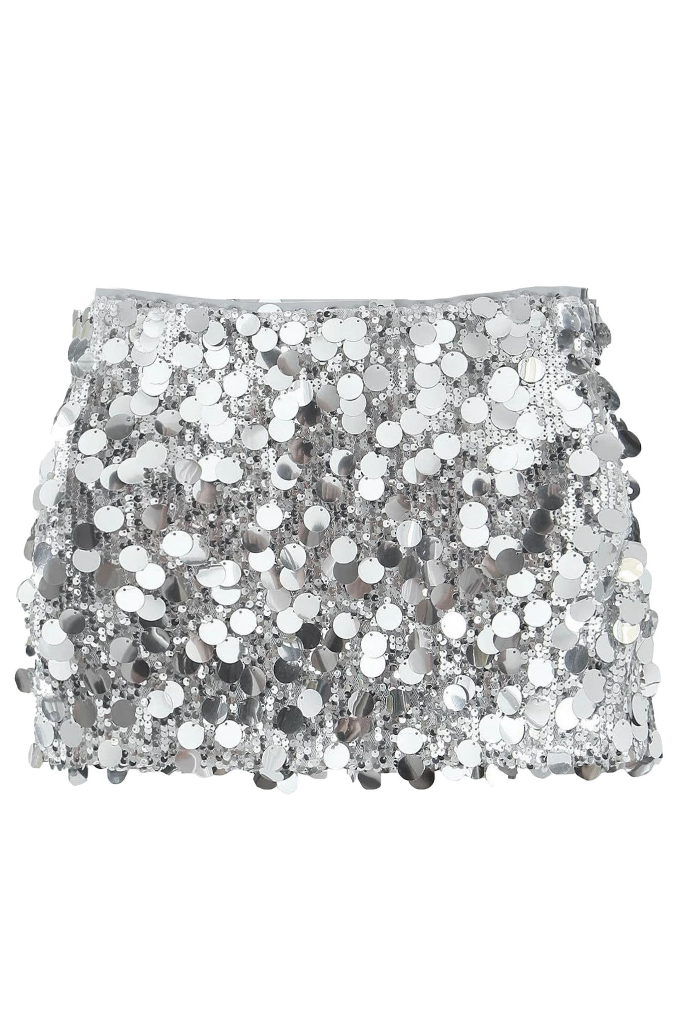 Serina Sequin Mini Skirt - Silver | LEAU