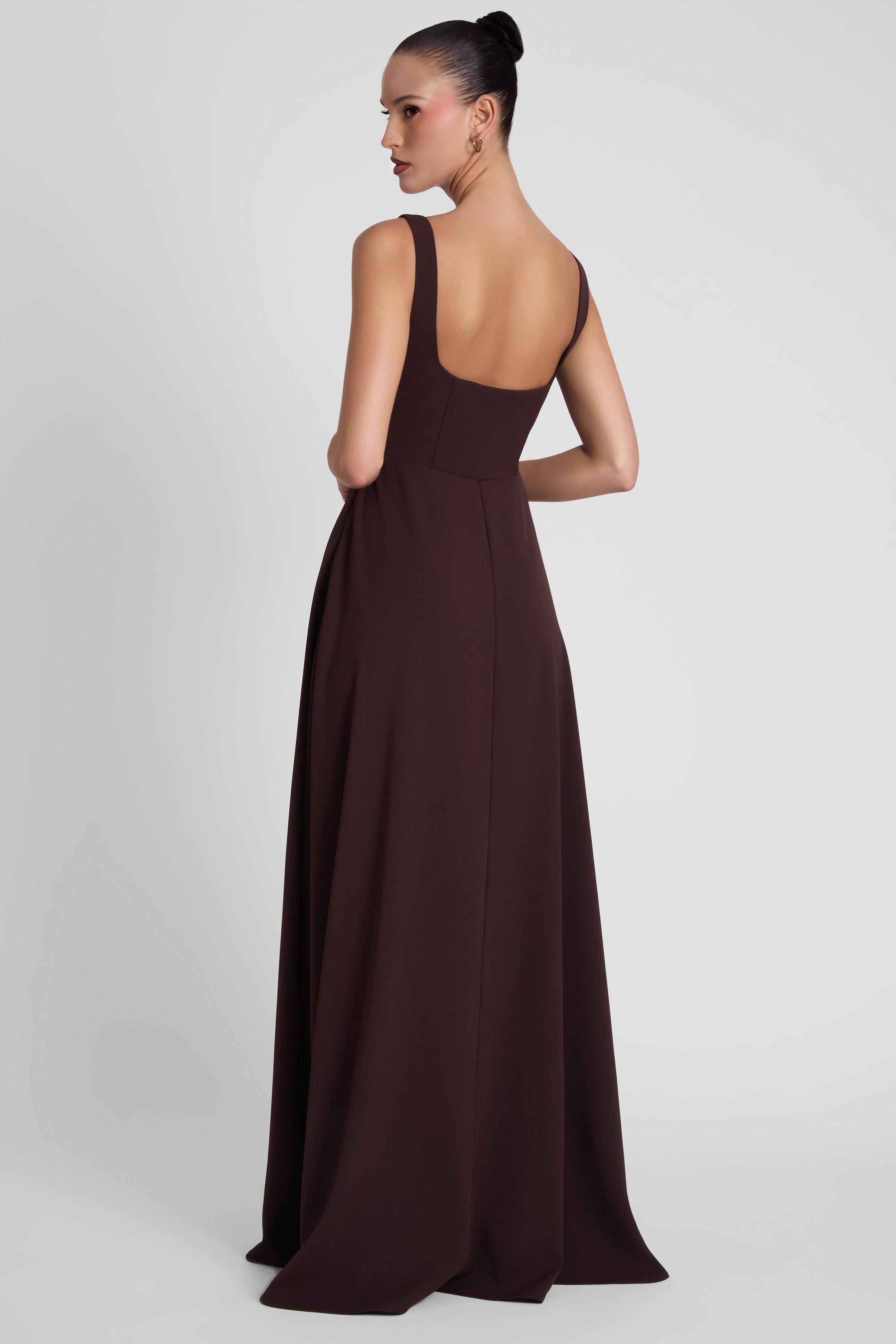 Siren Square Neck Corset Maxi Dress - Chocolate Brown LEAU Siren Square Neck Corset Maxi Dress - Chocolate Brown LEAU