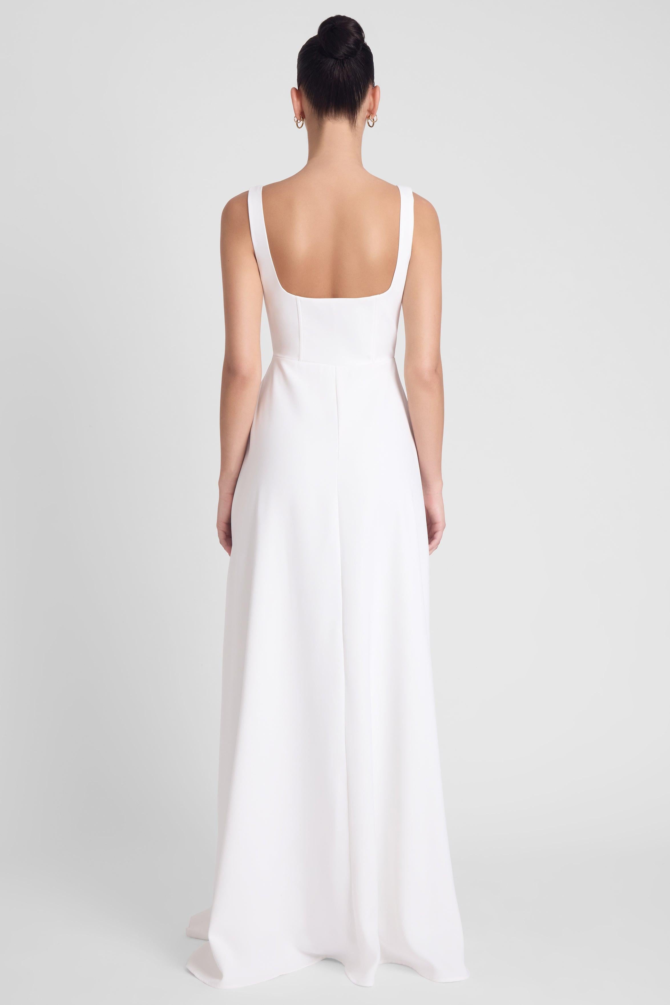 Siren Square Neck Corset Maxi Dress - White