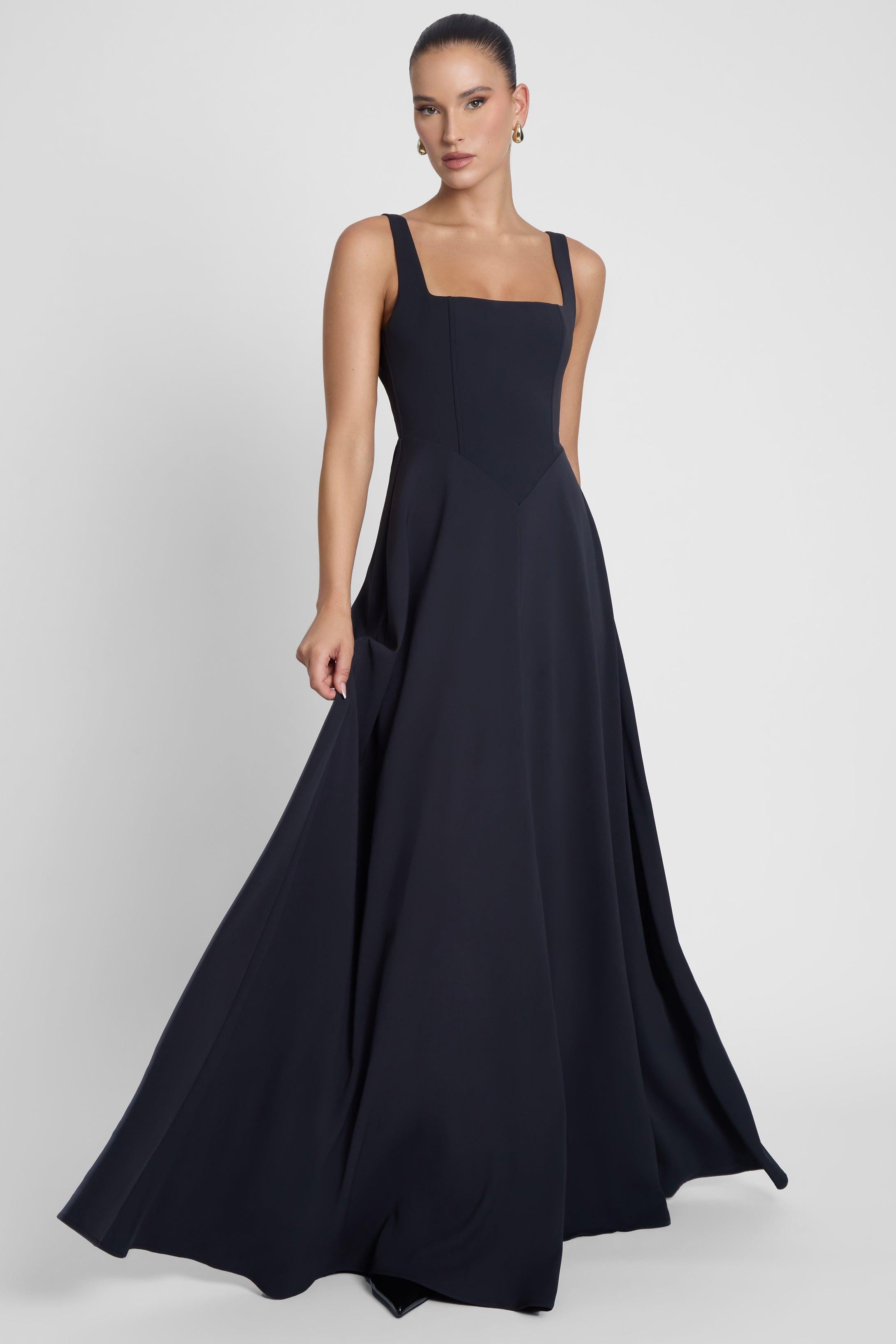 Siren Square Neck Corset Maxi Dress - Black L Siren Square Neck Corset Maxi Dress - Black L