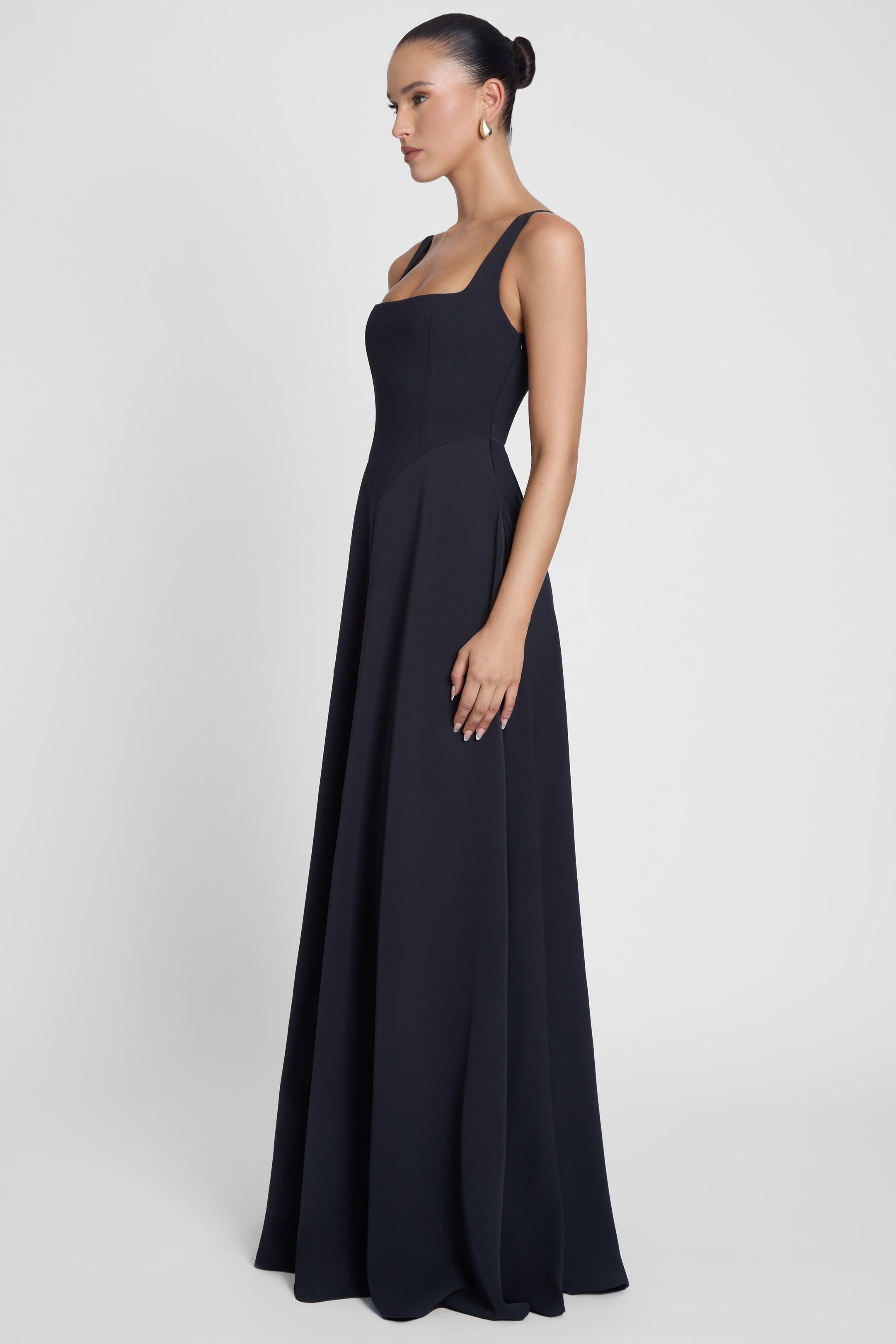 Siren Square Neck Corset Maxi Dress - Black L Siren Square Neck Corset Maxi Dress - Black L