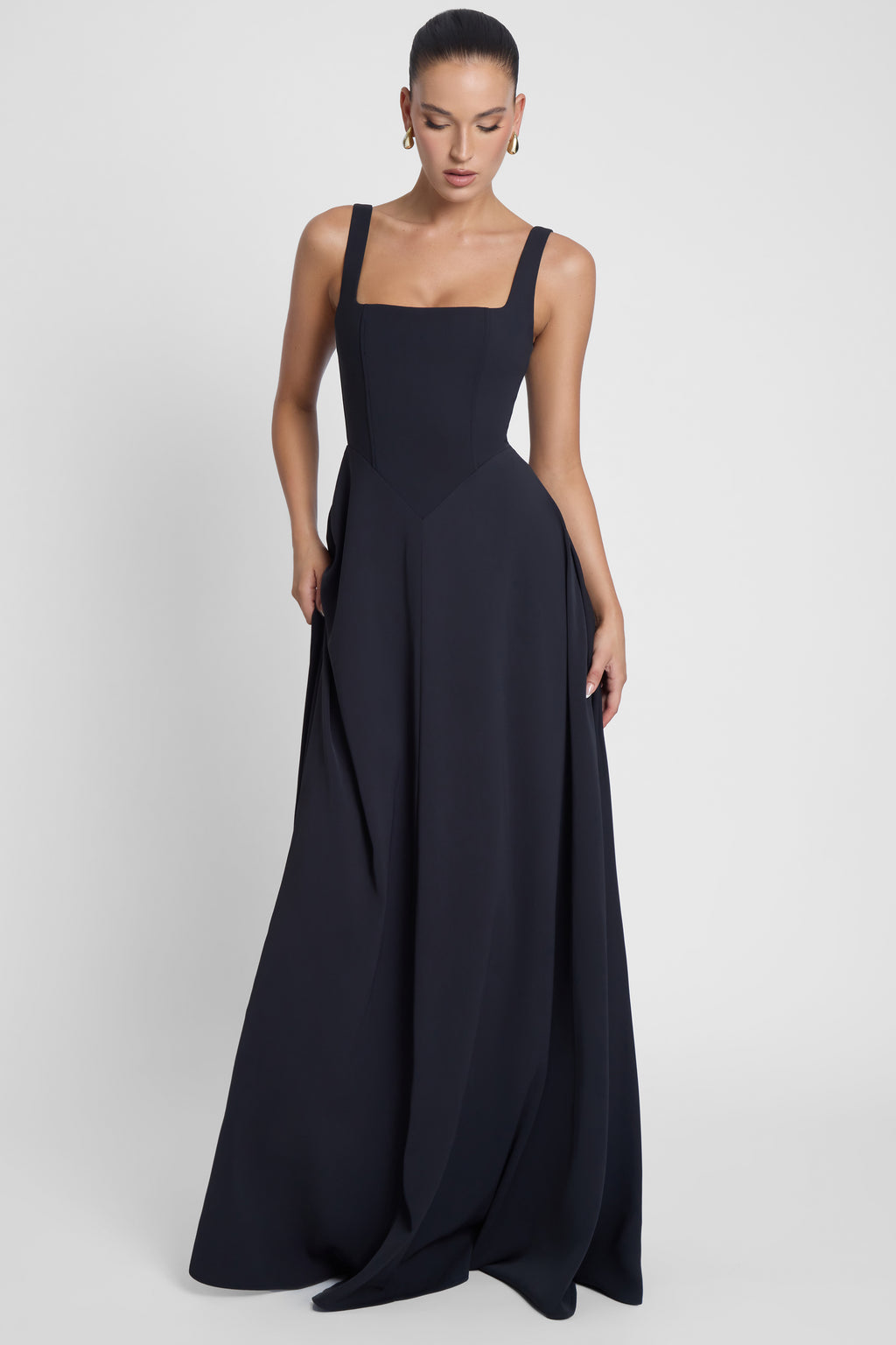 Siren Square Neck Corset Maxi Dress - Black XL Siren Square Neck Corset Maxi Dress - Black XL
