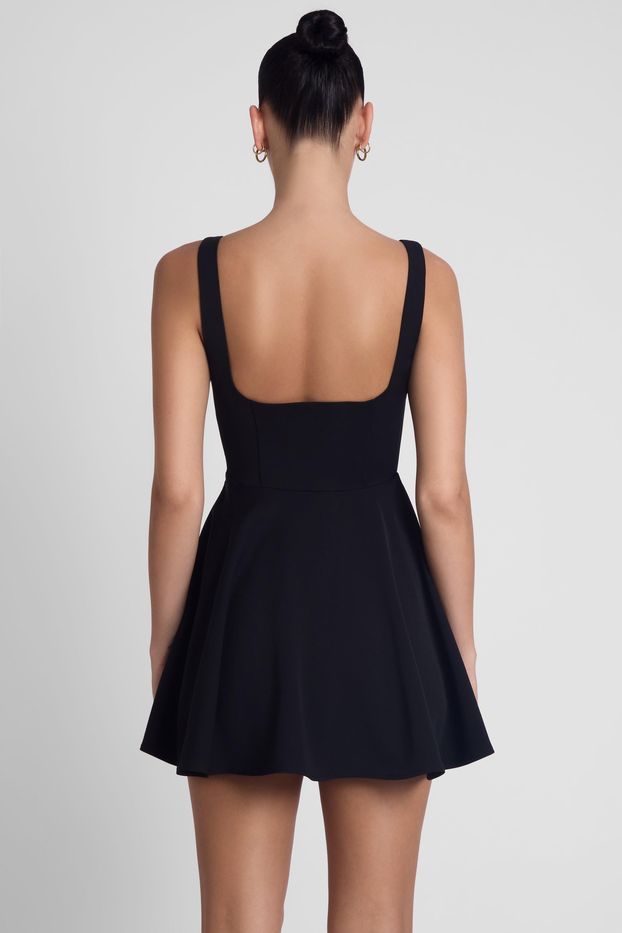 Sloane Square Neck Corset Mini Dress - Black