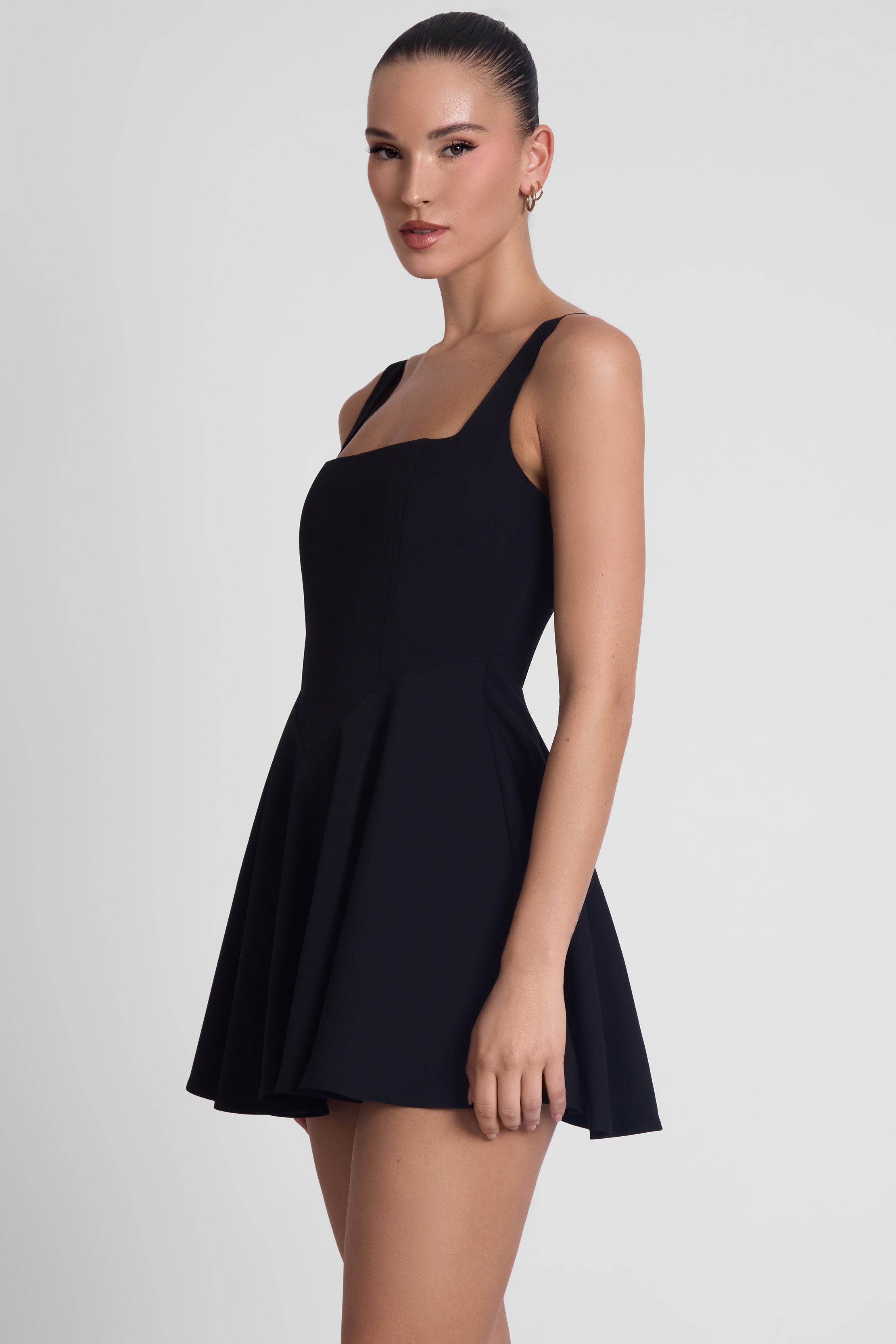 Sloane Square Neck Corset Mini Dress - Black