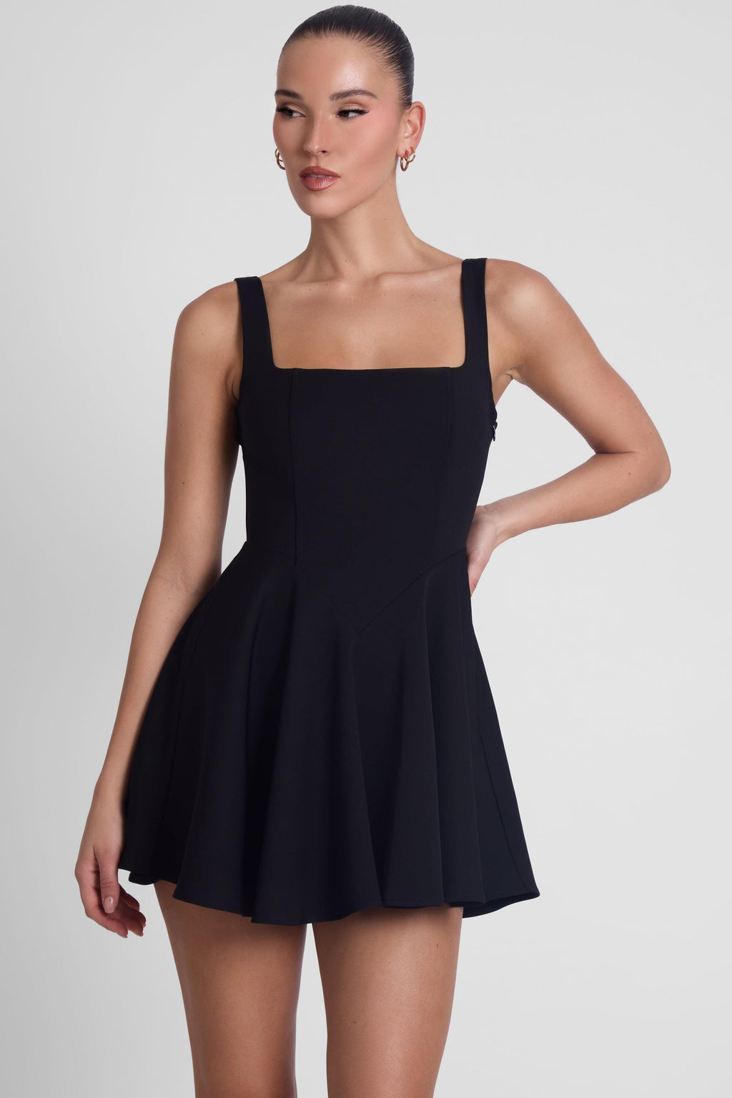 Sloane Square Neck Corset Mini Dress - Black M Sloane Square Neck Corset Mini Dress - Black M