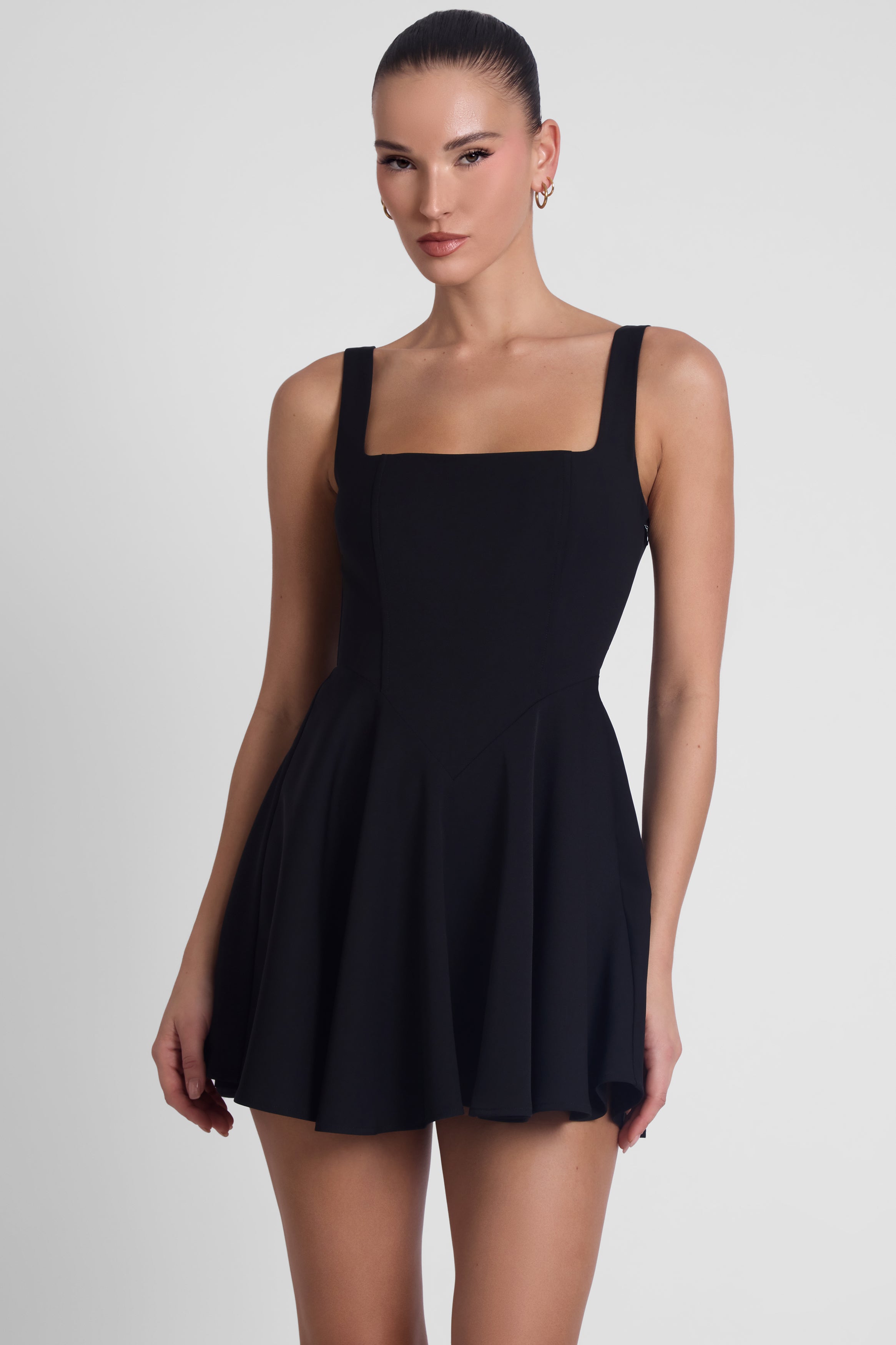 Sloane Square Neck Corset Mini Dress - Black