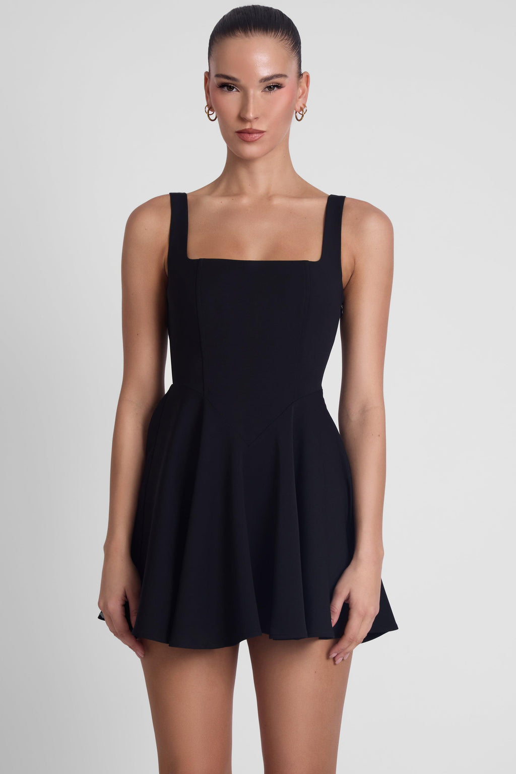 Sloane Square Neck Corset Mini Dress - Black