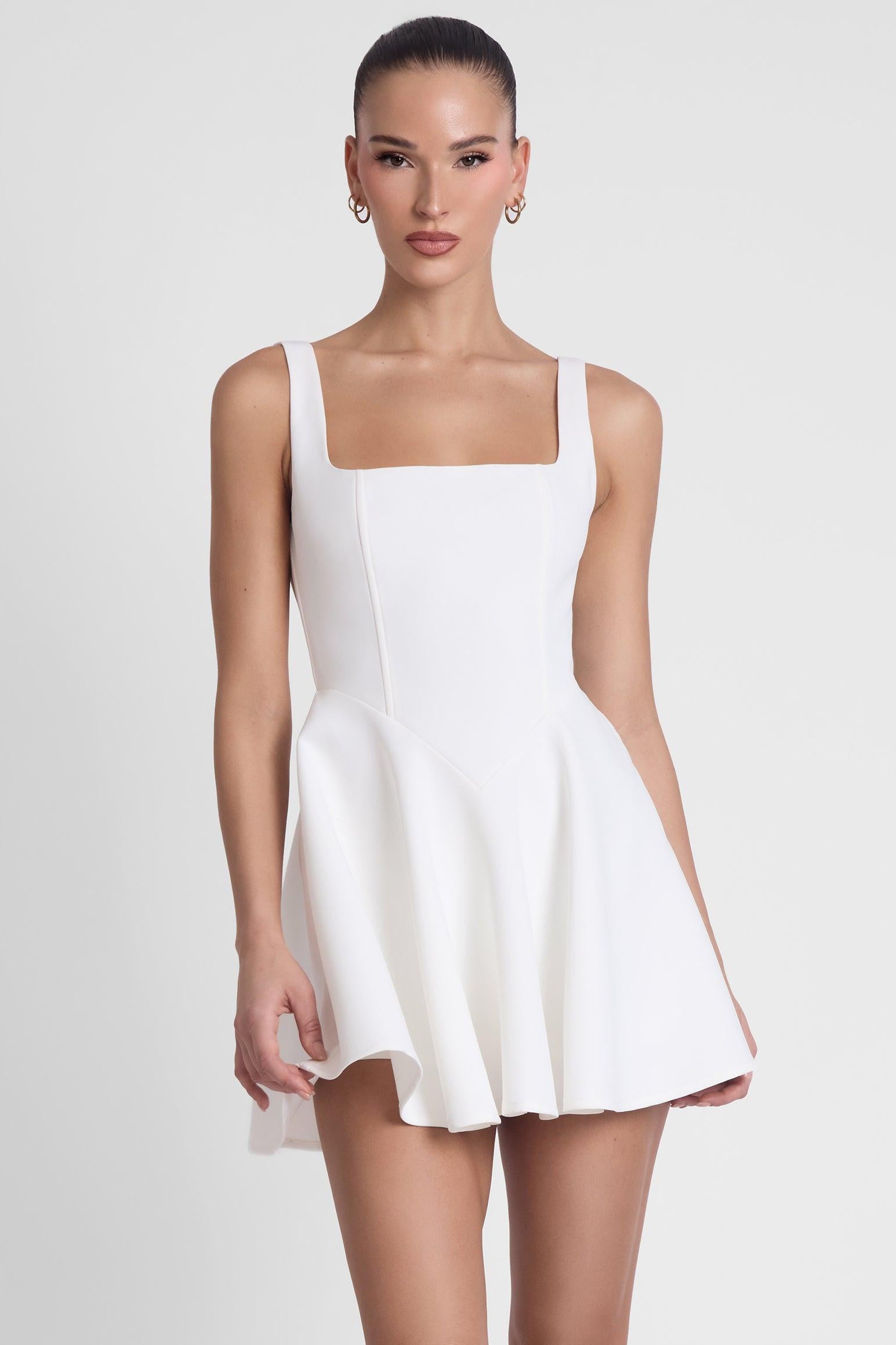 Sloane Square Neck Corset Mini Dress - White Sloane Square Neck Corset Mini Dress - White