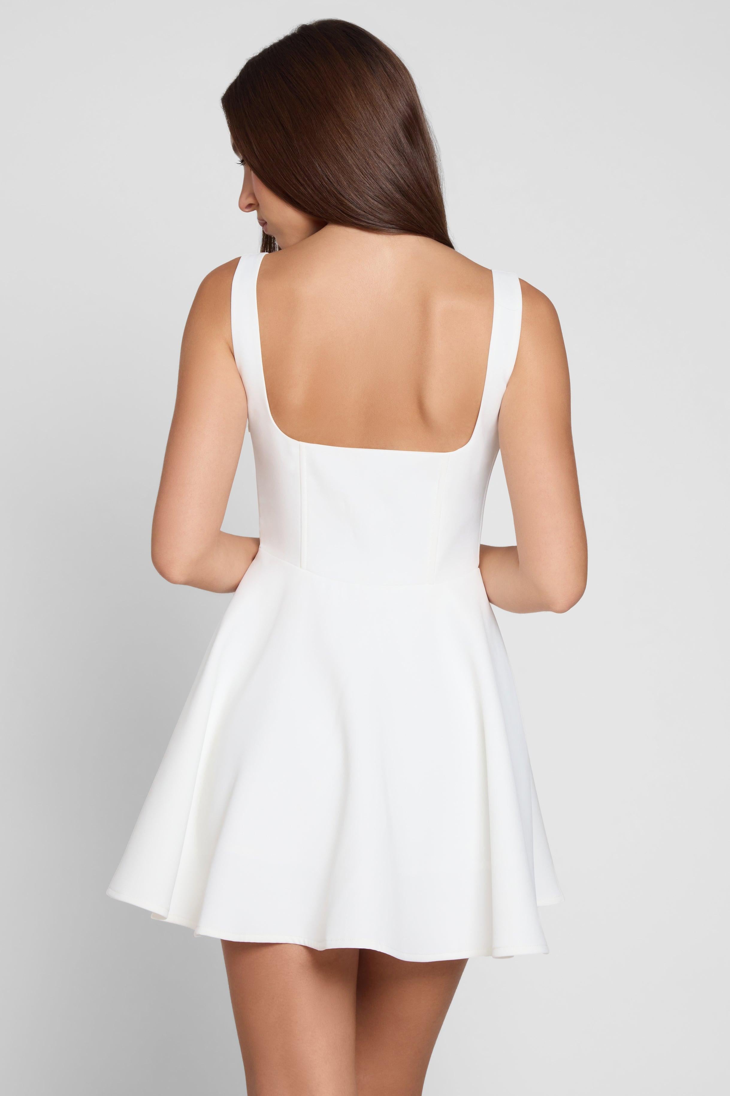Sloane Square Neck Corset Mini Dress - White LEAU Sloane Square Neck Corset Mini Dress - White LEAU