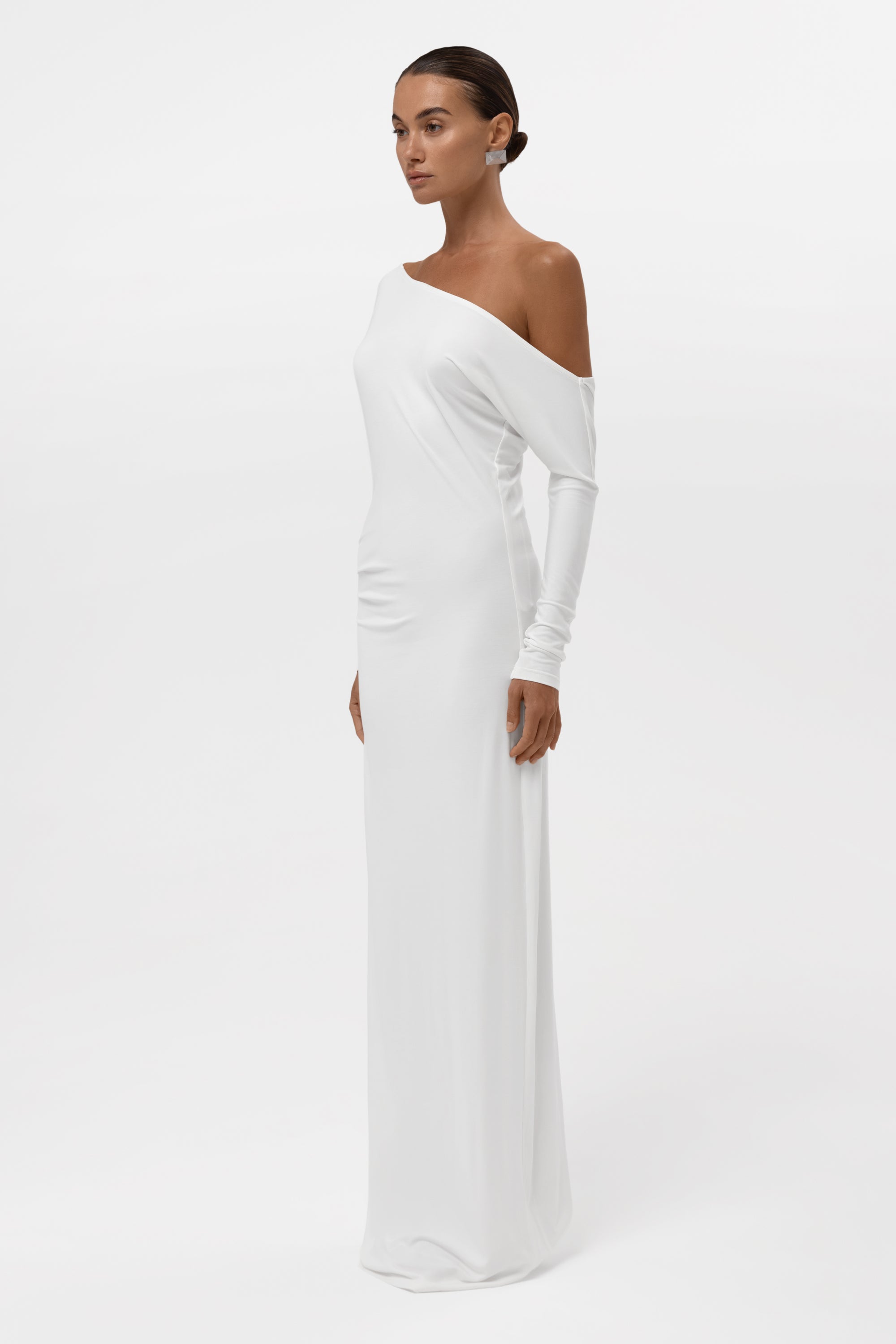 Sola Slouchy Jersey Maxi Dress - White
