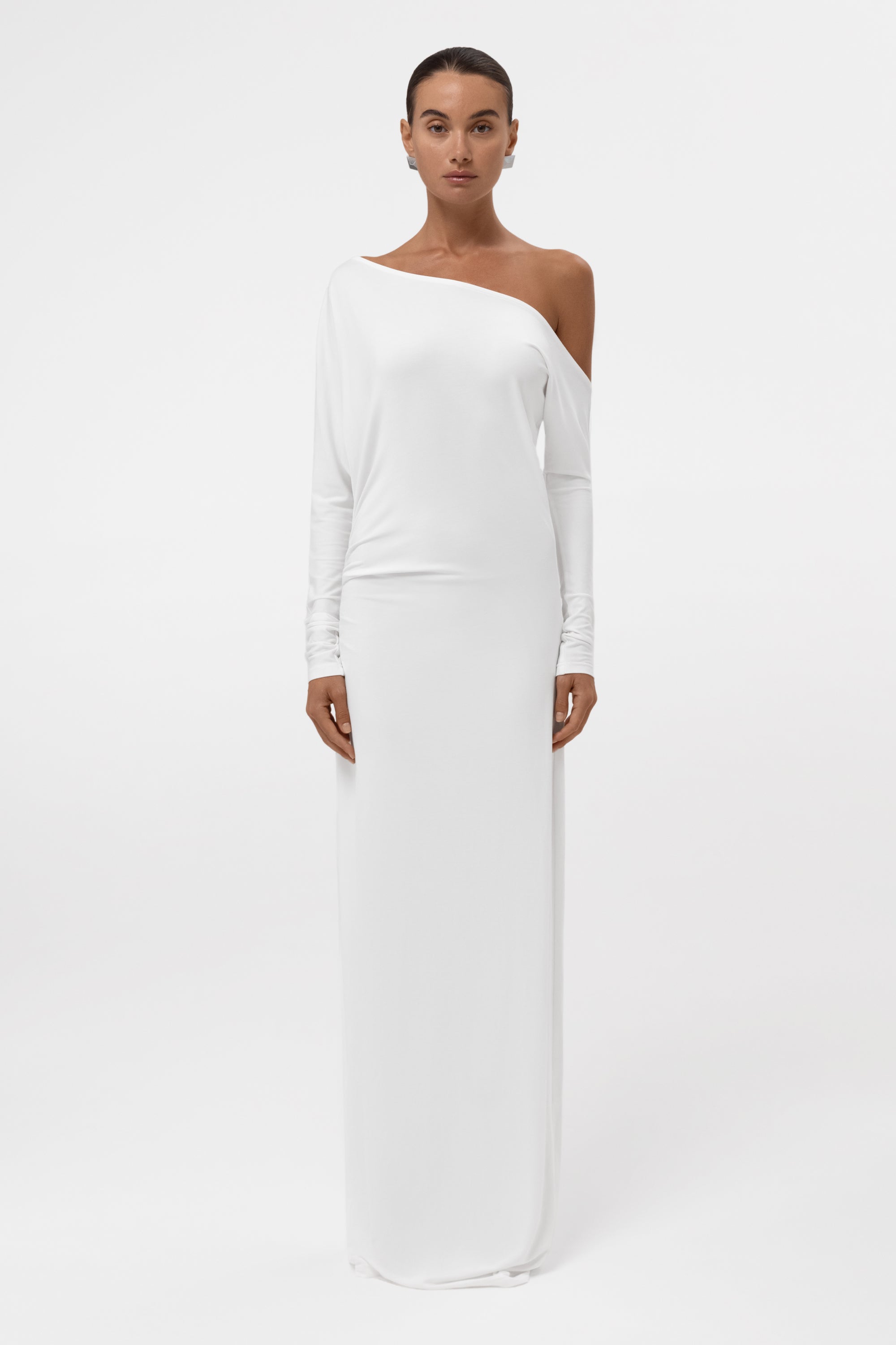 Sola Slouchy Jersey Maxi Dress - White
