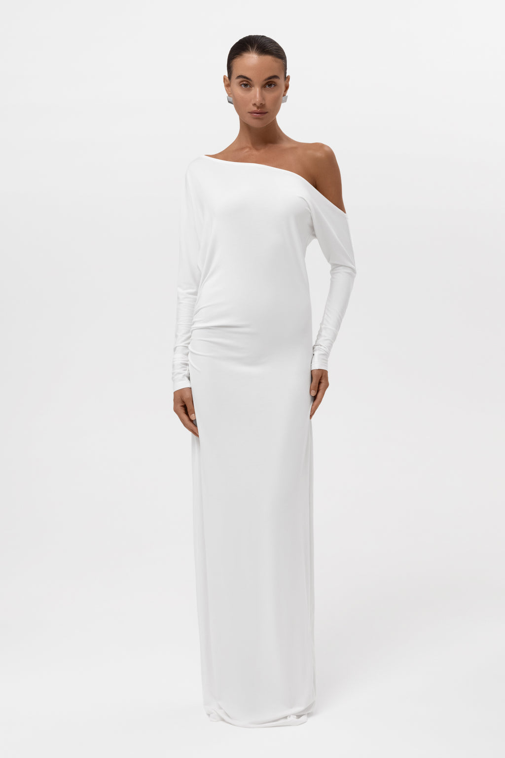 Sola Slouchy Jersey Maxi Dress - White