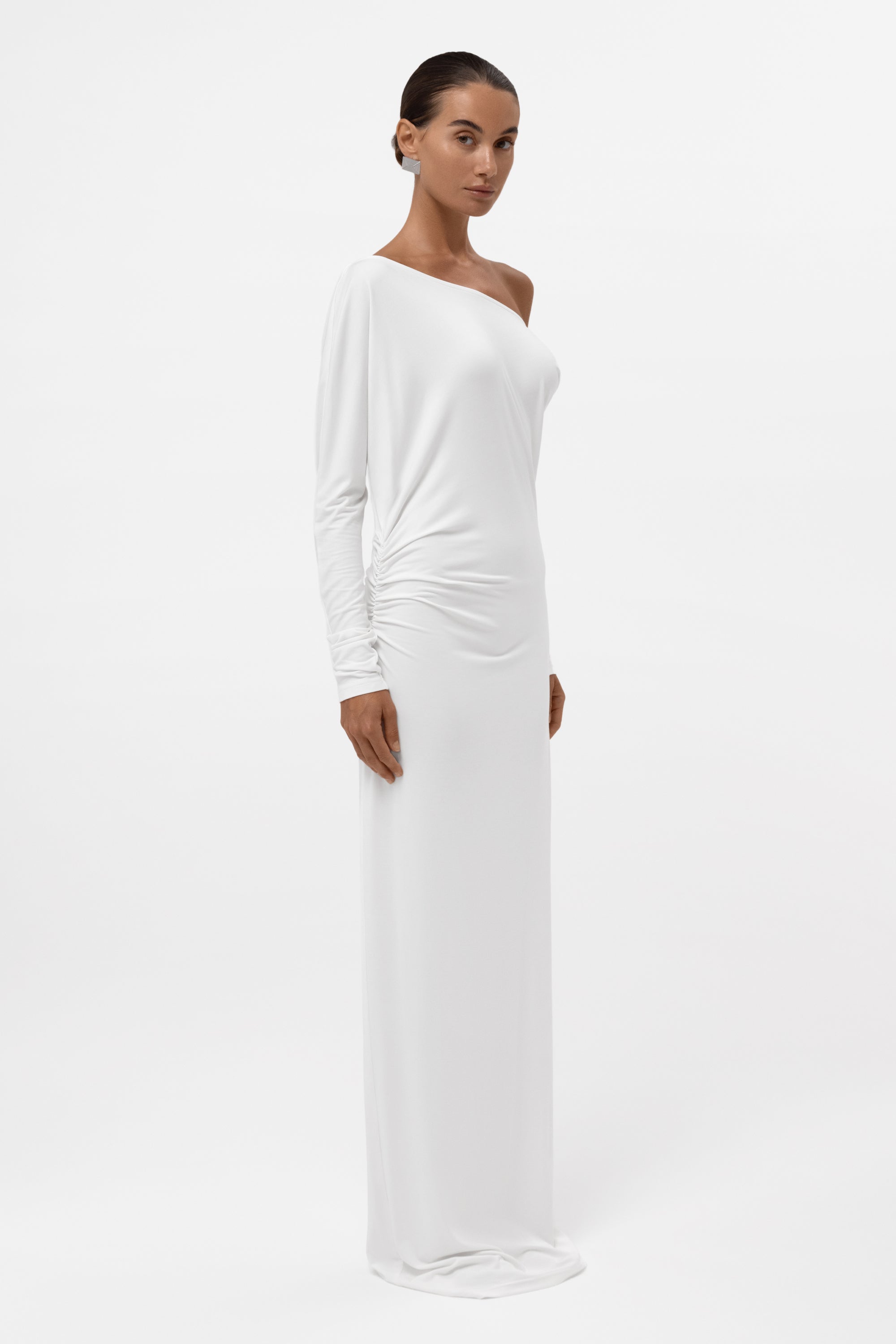 Sola Slouchy Jersey Maxi Dress - White