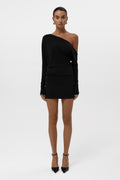 Sola Slouchy Jersey Mini Dress - Black