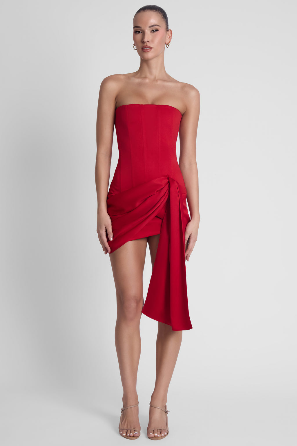 Solara Satin Corset Dress - Red