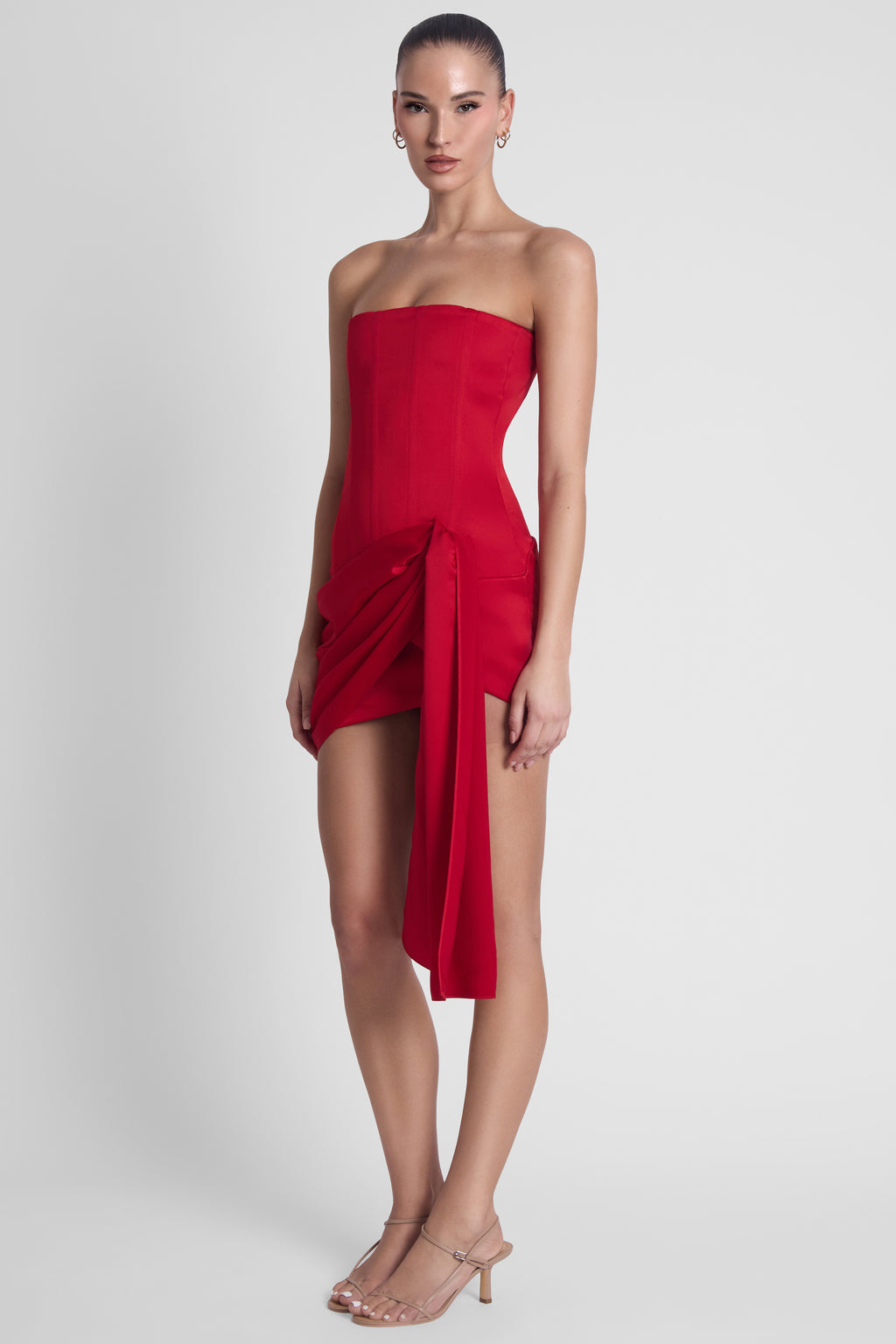Solara Satin Corset Dress - Red