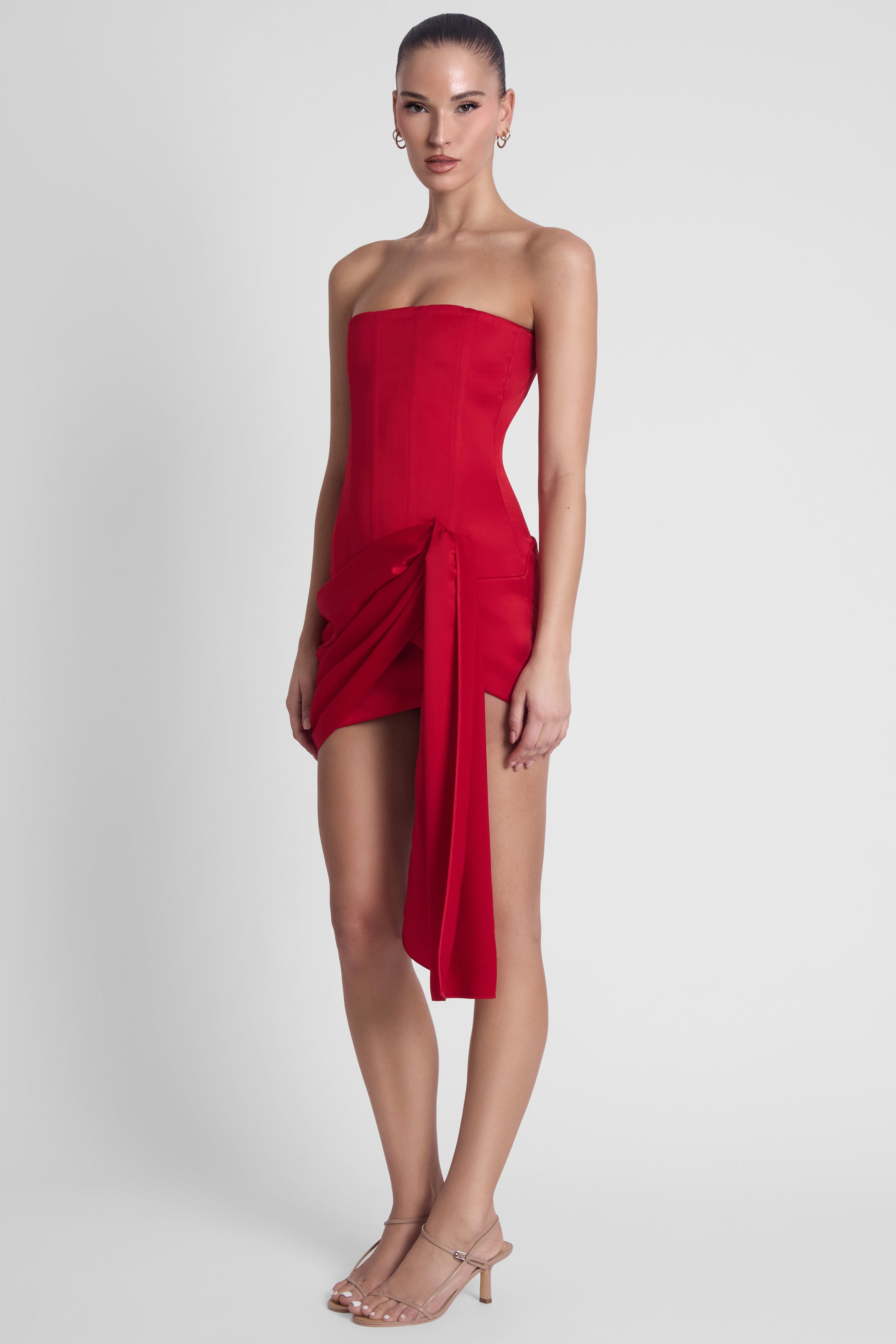 Solara Satin Corset Dress - Red