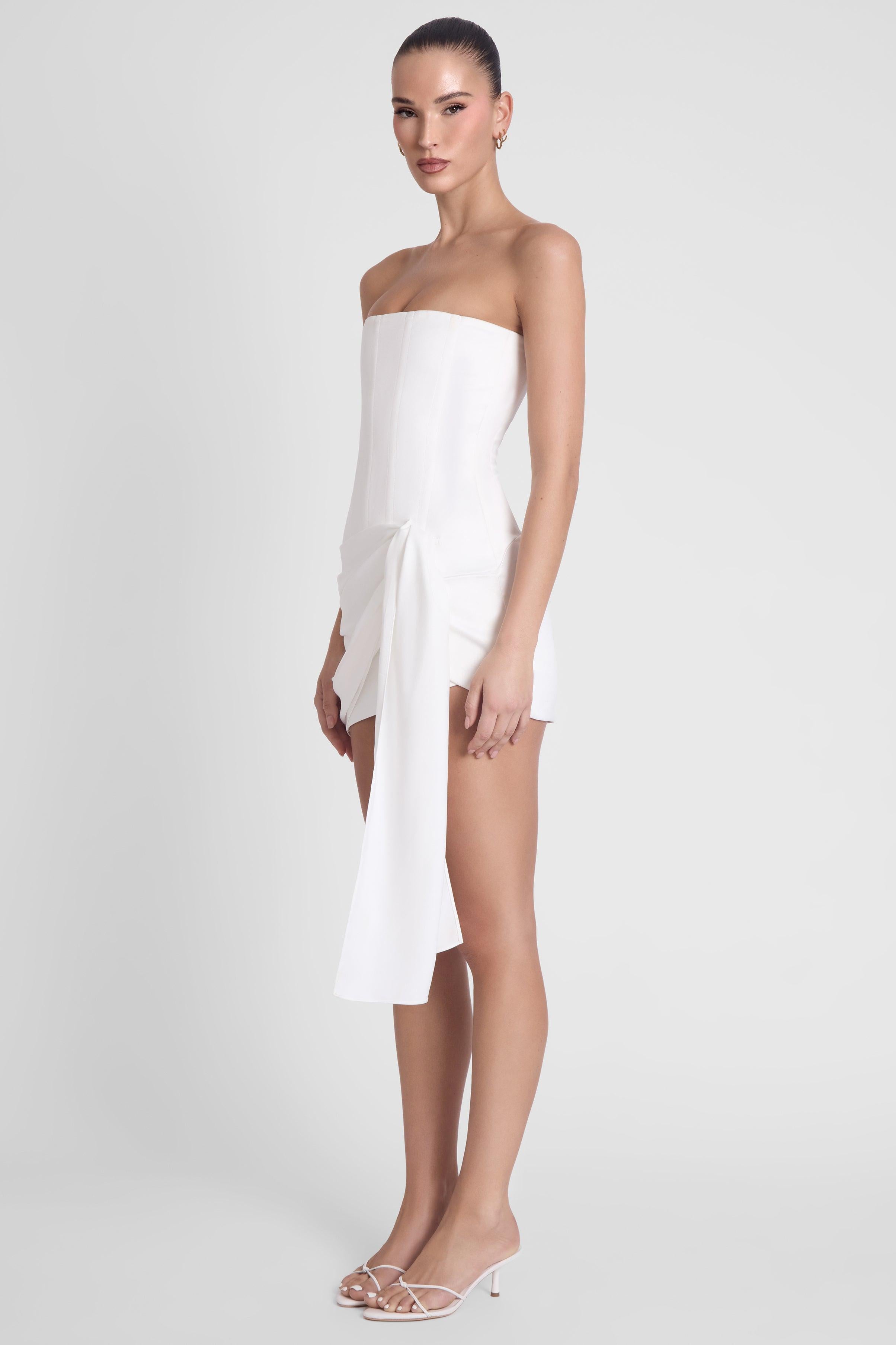 Robe corset en satin Solara - Blanc