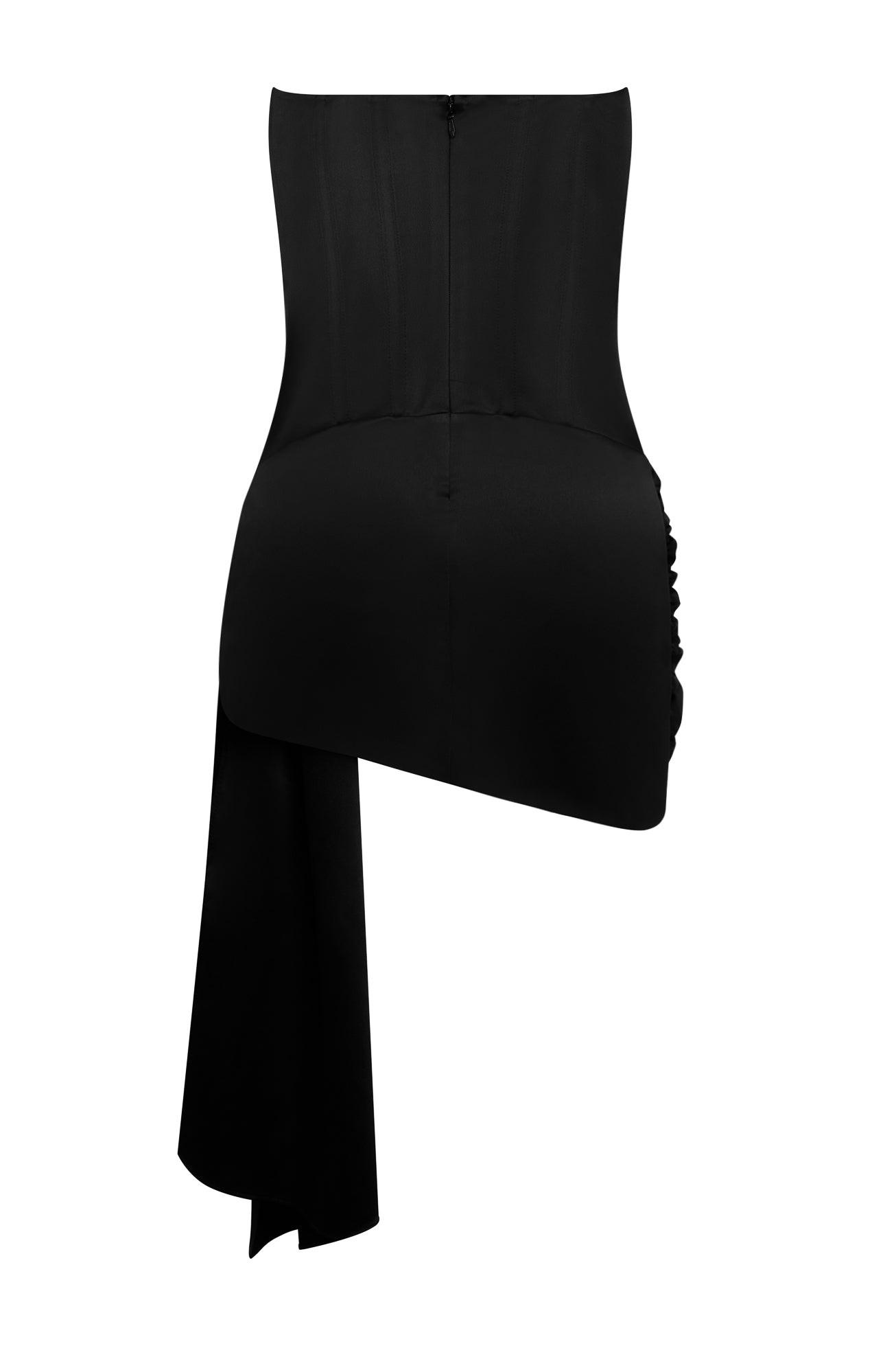 LEAU Solara Satin Corset Dress in Black at Nordstrom, Size Xx-Large LEAU Solara Satin Corset Dress in Black at Nordstrom, Size Xx-Large