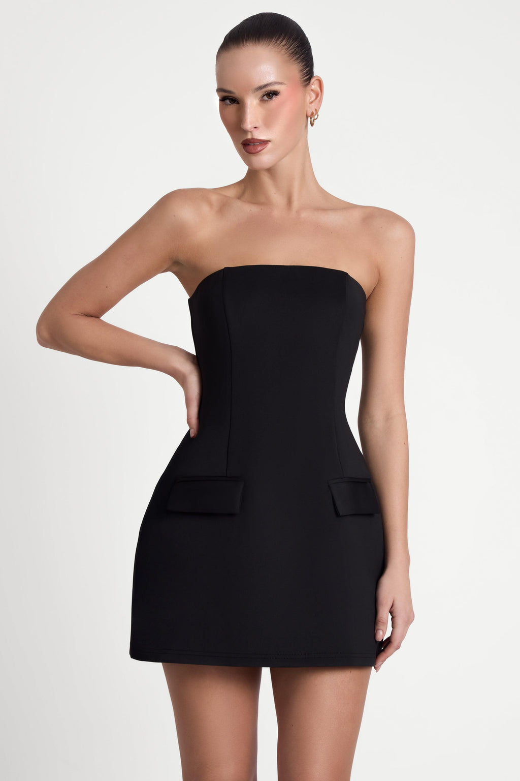 Robe courte bustier à poches Solene - Noir