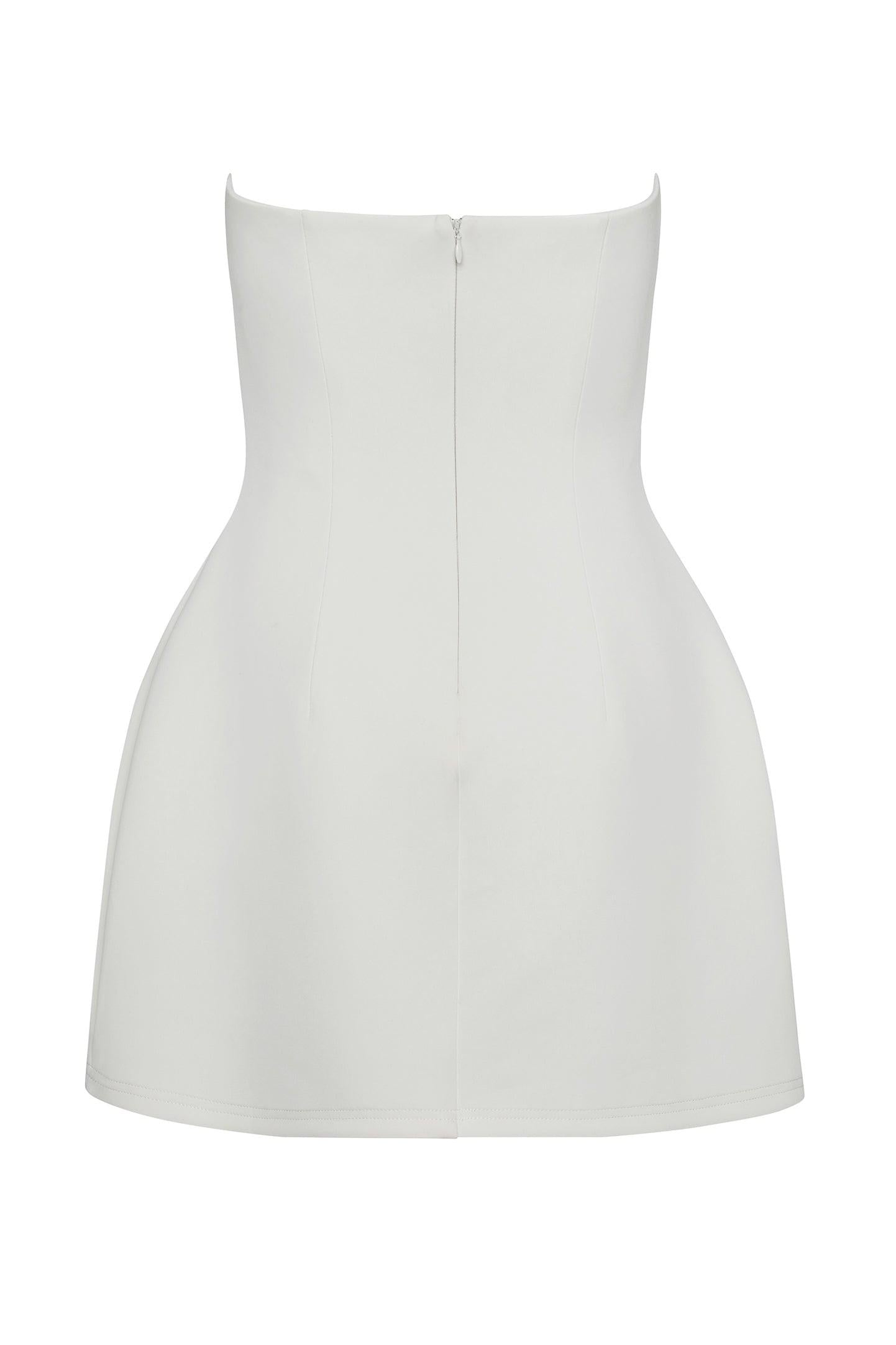 Solene Strapless Pocket Mini Dress - White LEAU Solene Strapless Pocket Mini Dress - White LEAU