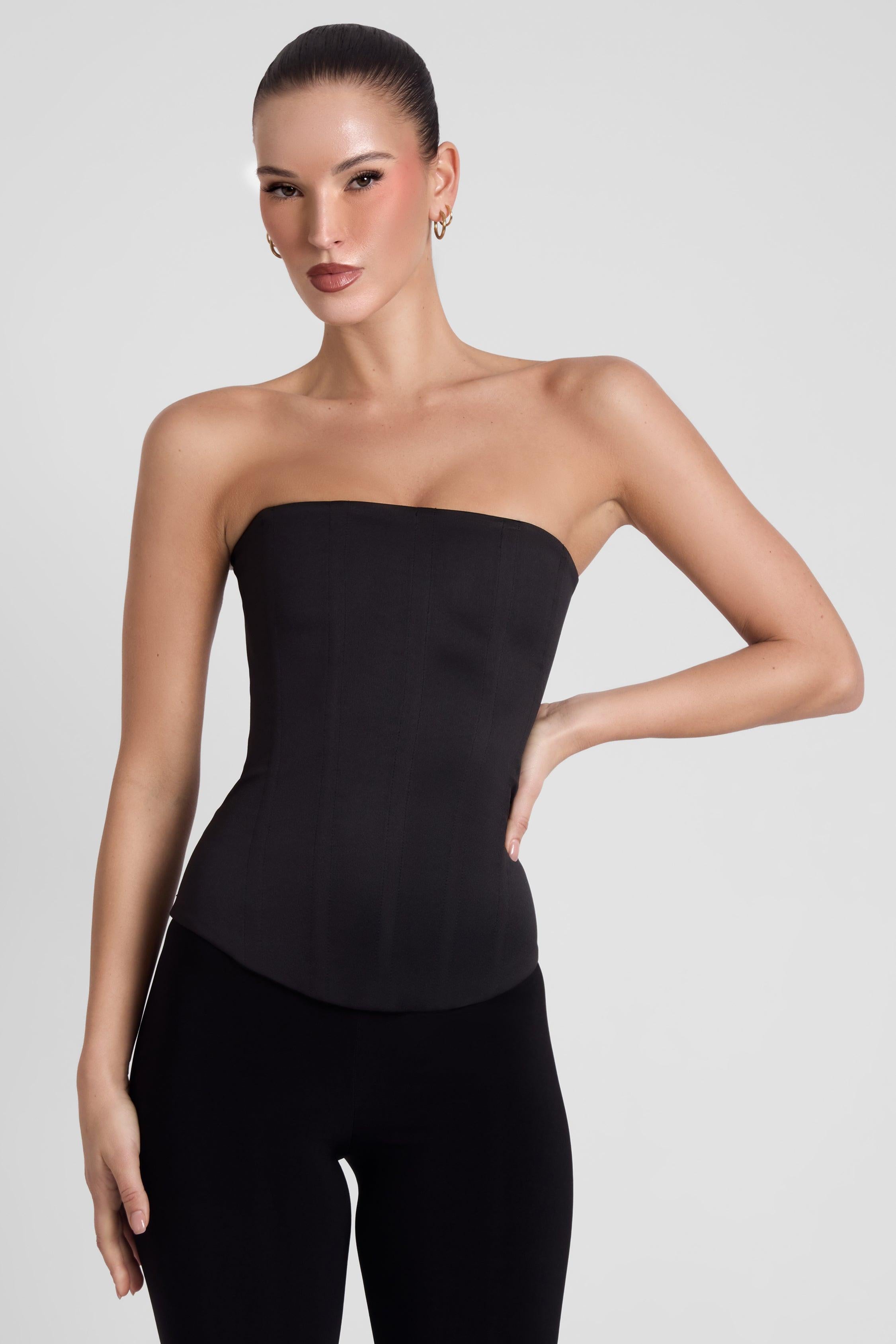 Sphynx Satin Corset Top - Black