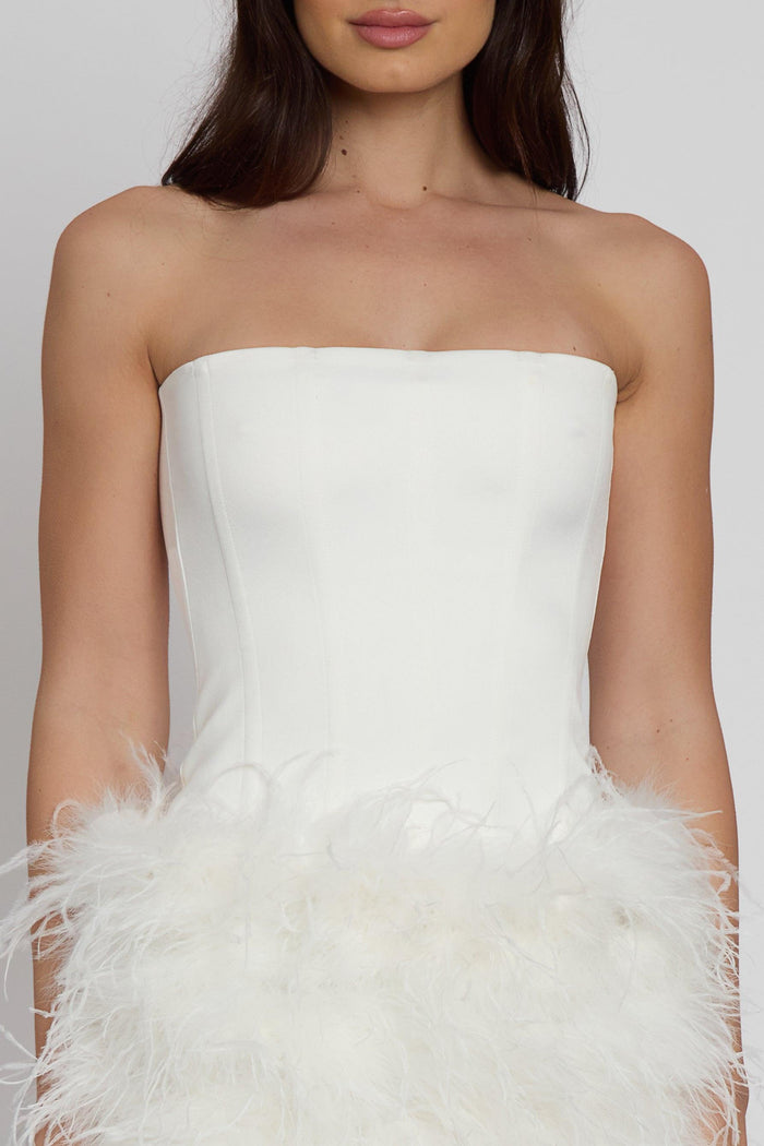 White Herringbone Corset Slim Top