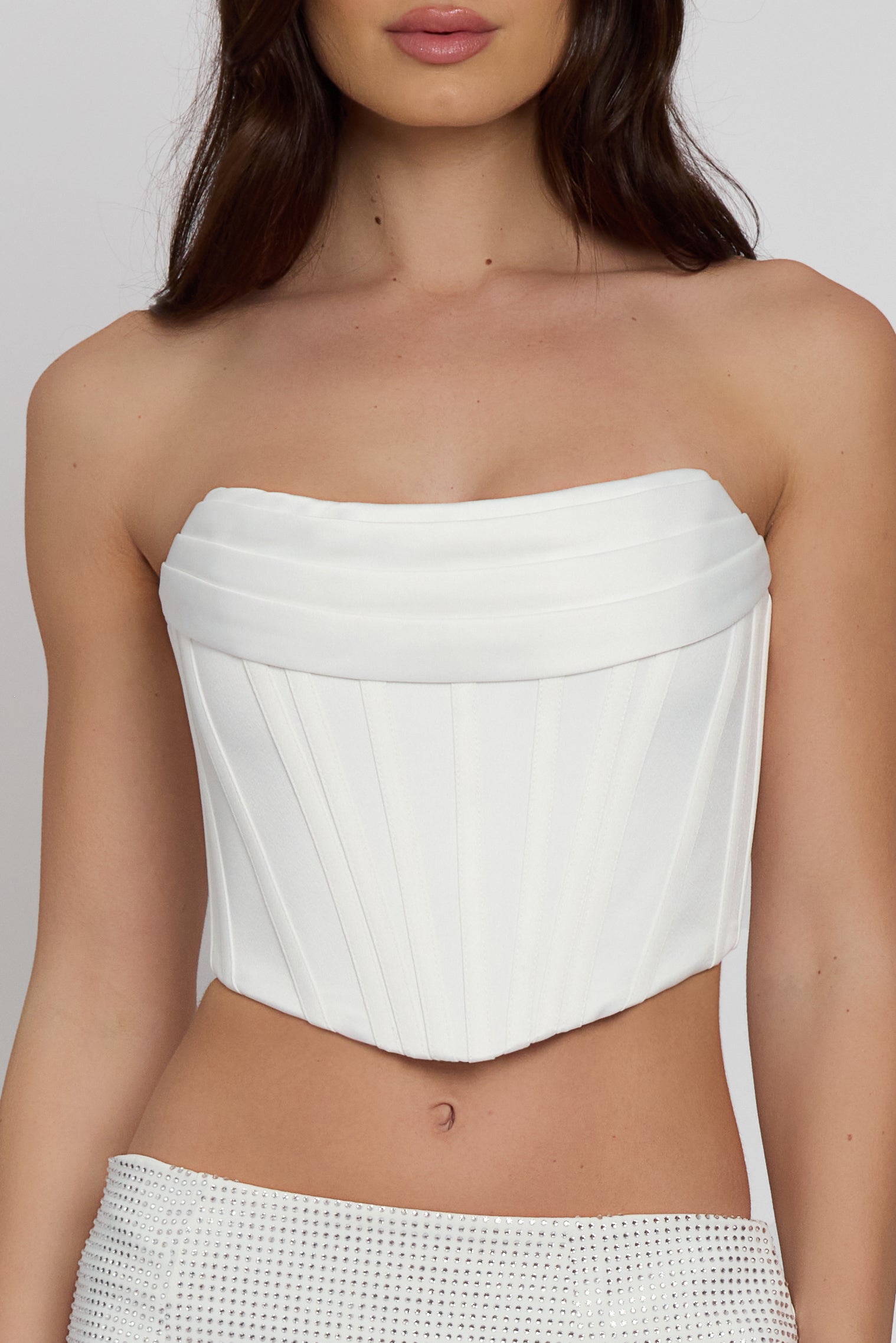 White satin bandeau store top