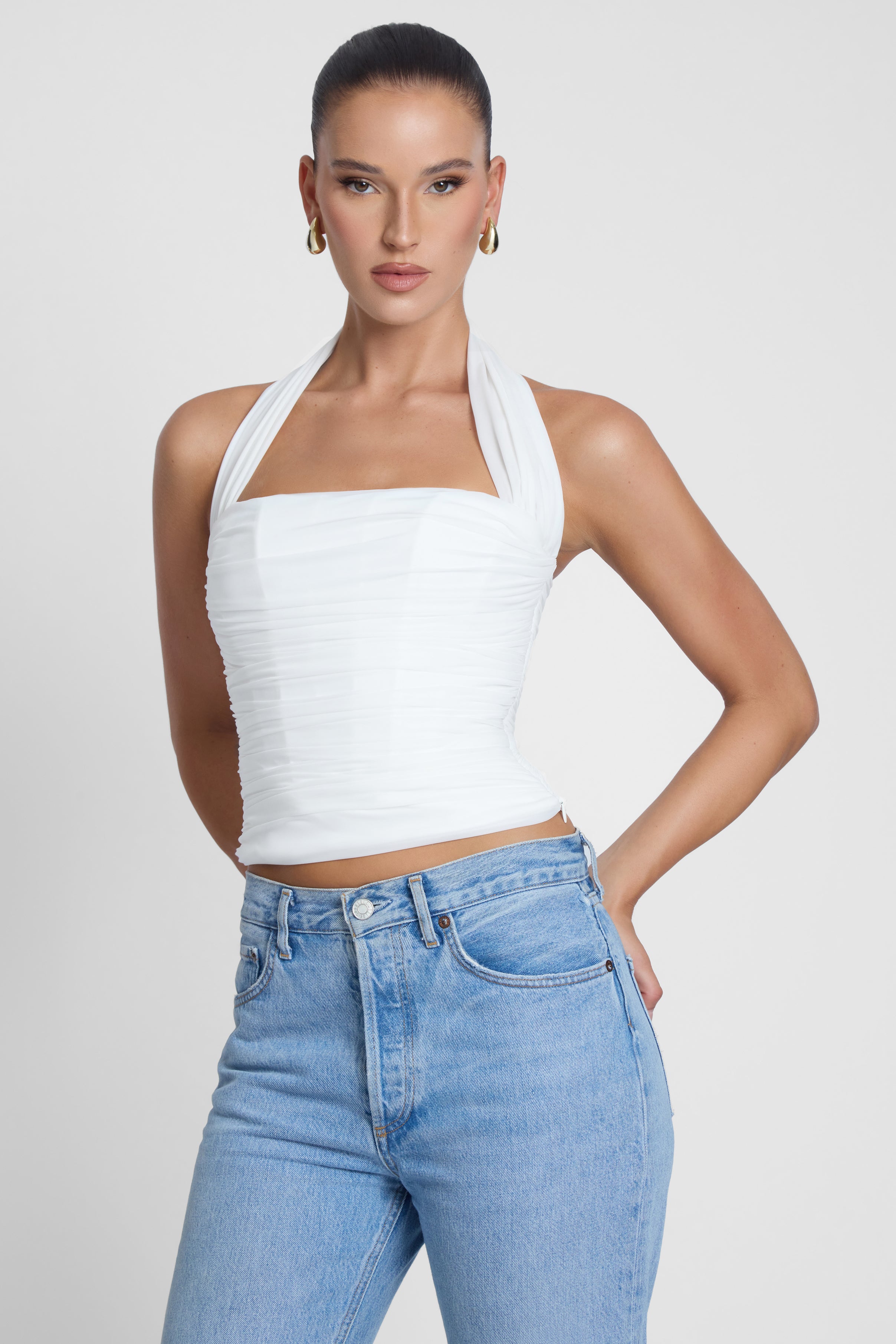 Taormina Halter Corset Top - White