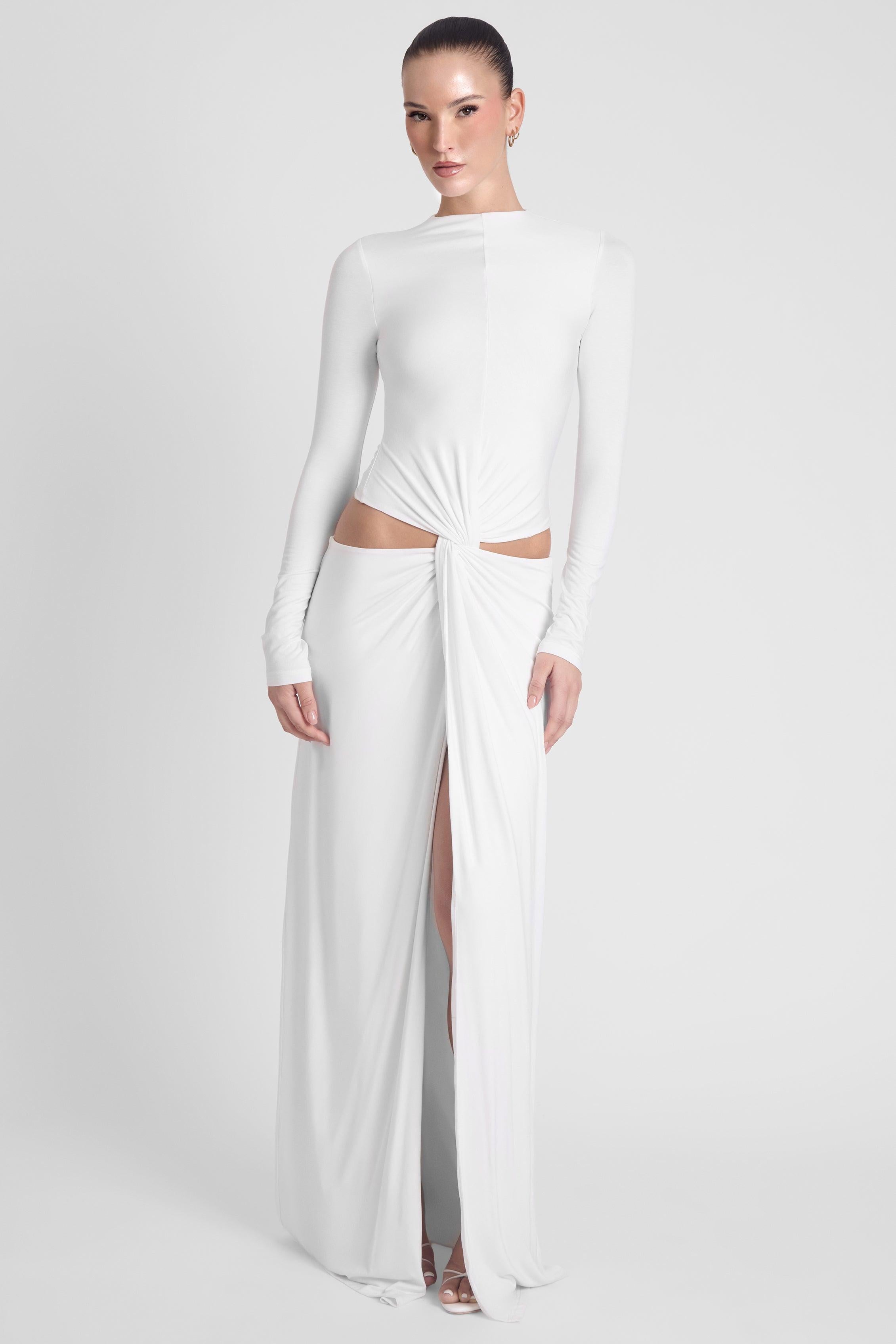 Vacanza Drape Gown - White