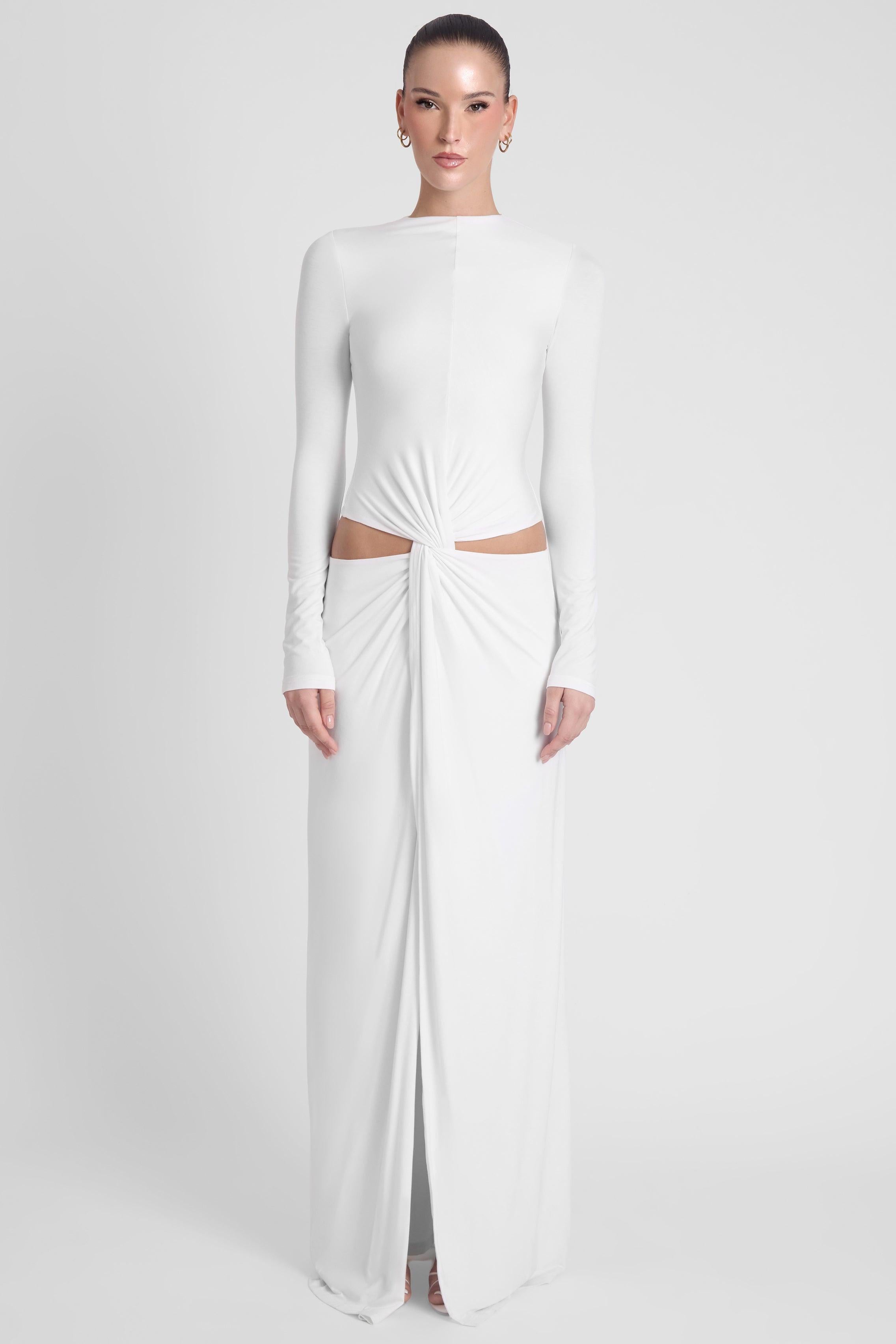 Vacanza Drape Gown - White