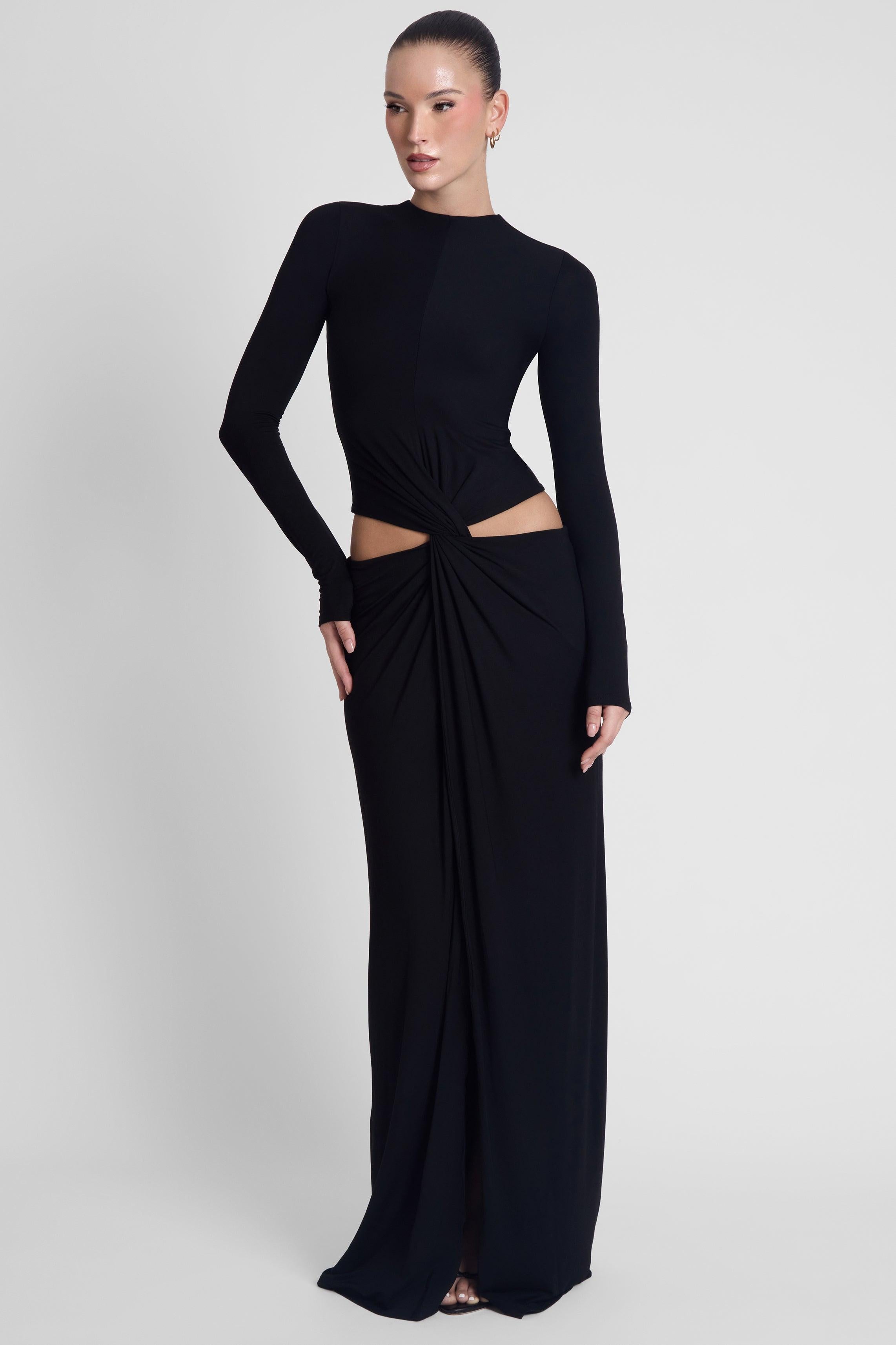 Vacanza Drape Gown - Black