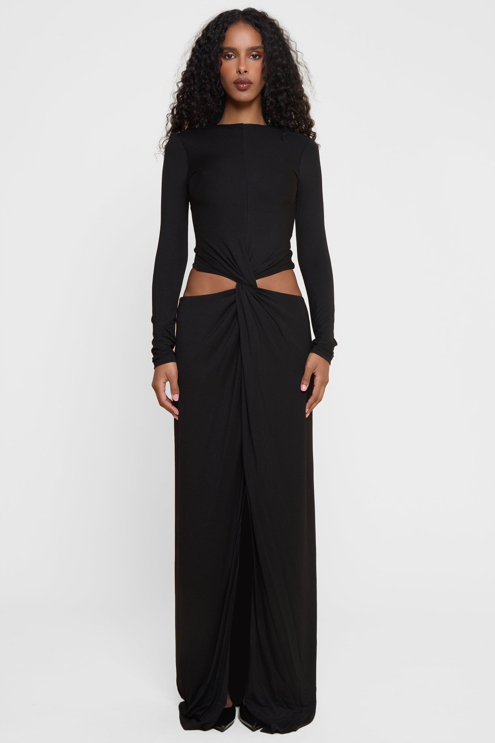 Beige One Piece Drape Gown
