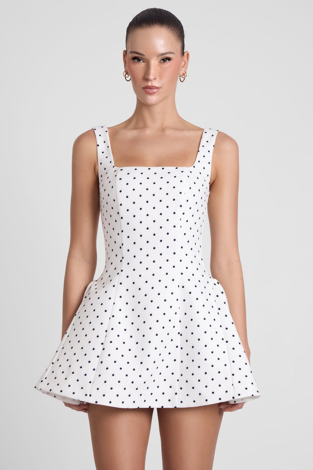 Ysabelle Babydoll Corset Mini Dress - Polka Dot