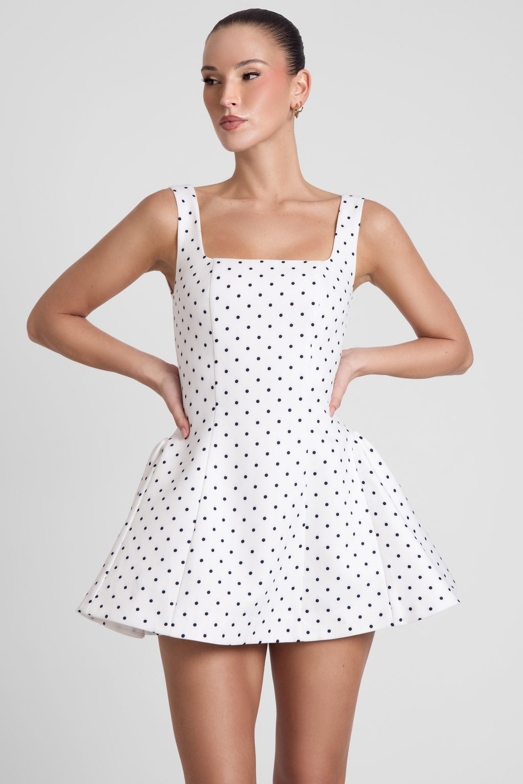 Ysabelle Babydoll Corset Mini Dress - Polka Dot