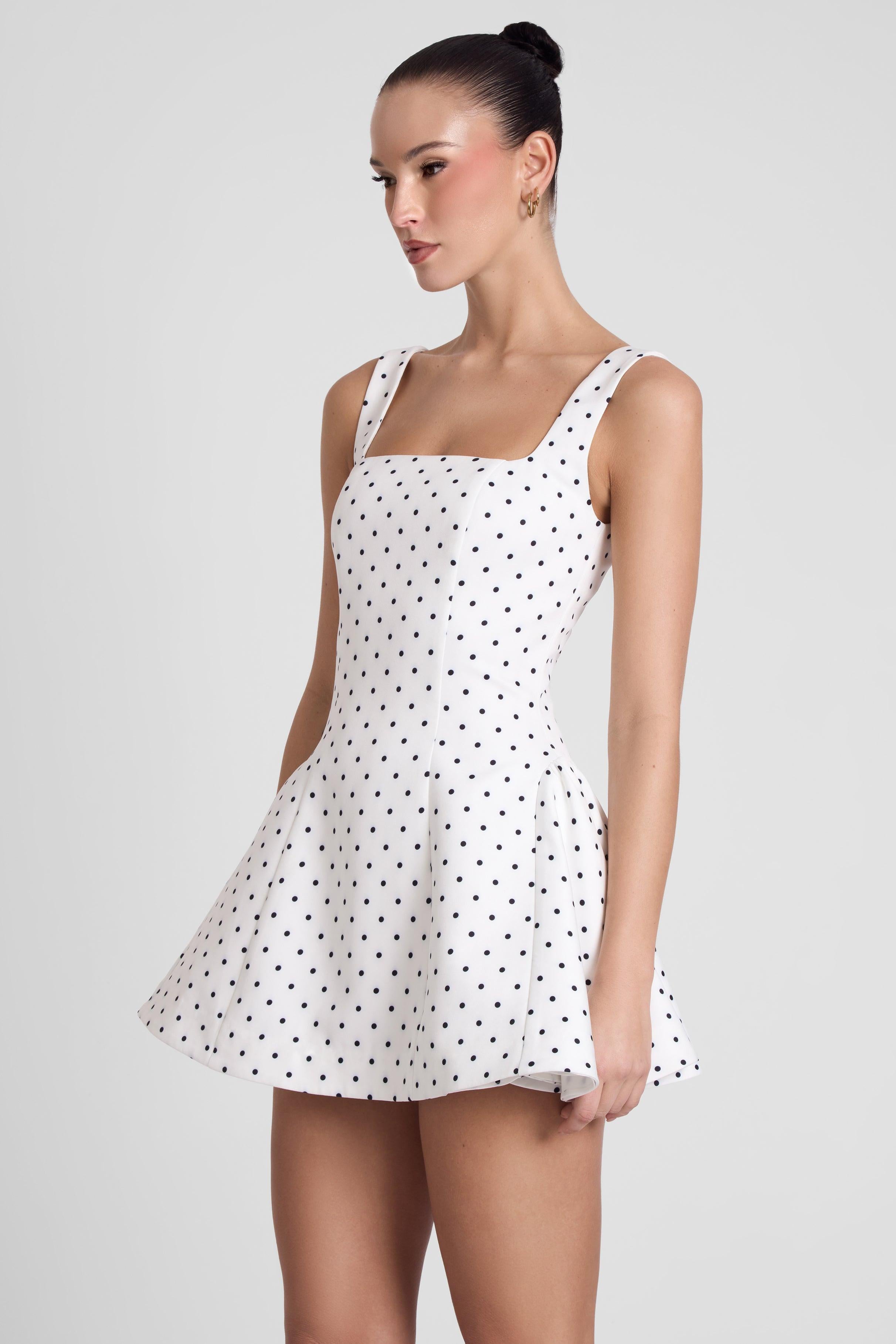 Ysabelle Babydoll Corset Mini Dress - Polka Dot