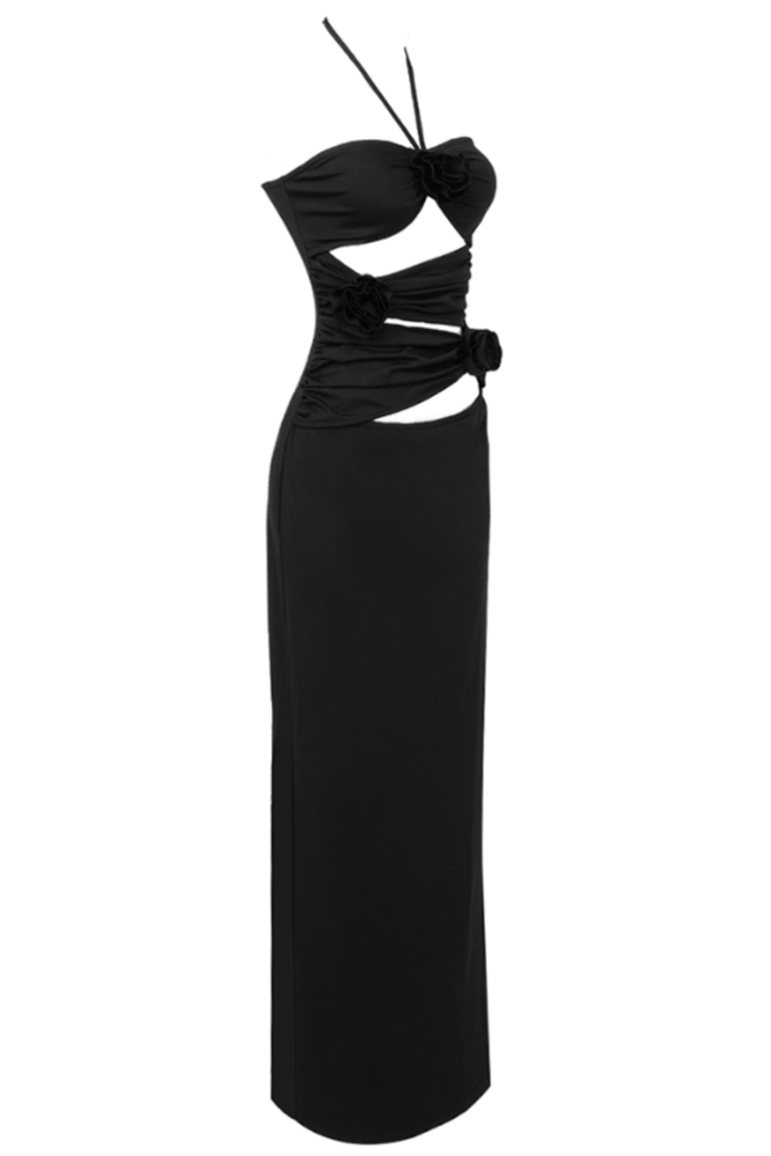 Fae Floral Cut Out Maxi Dress - Black