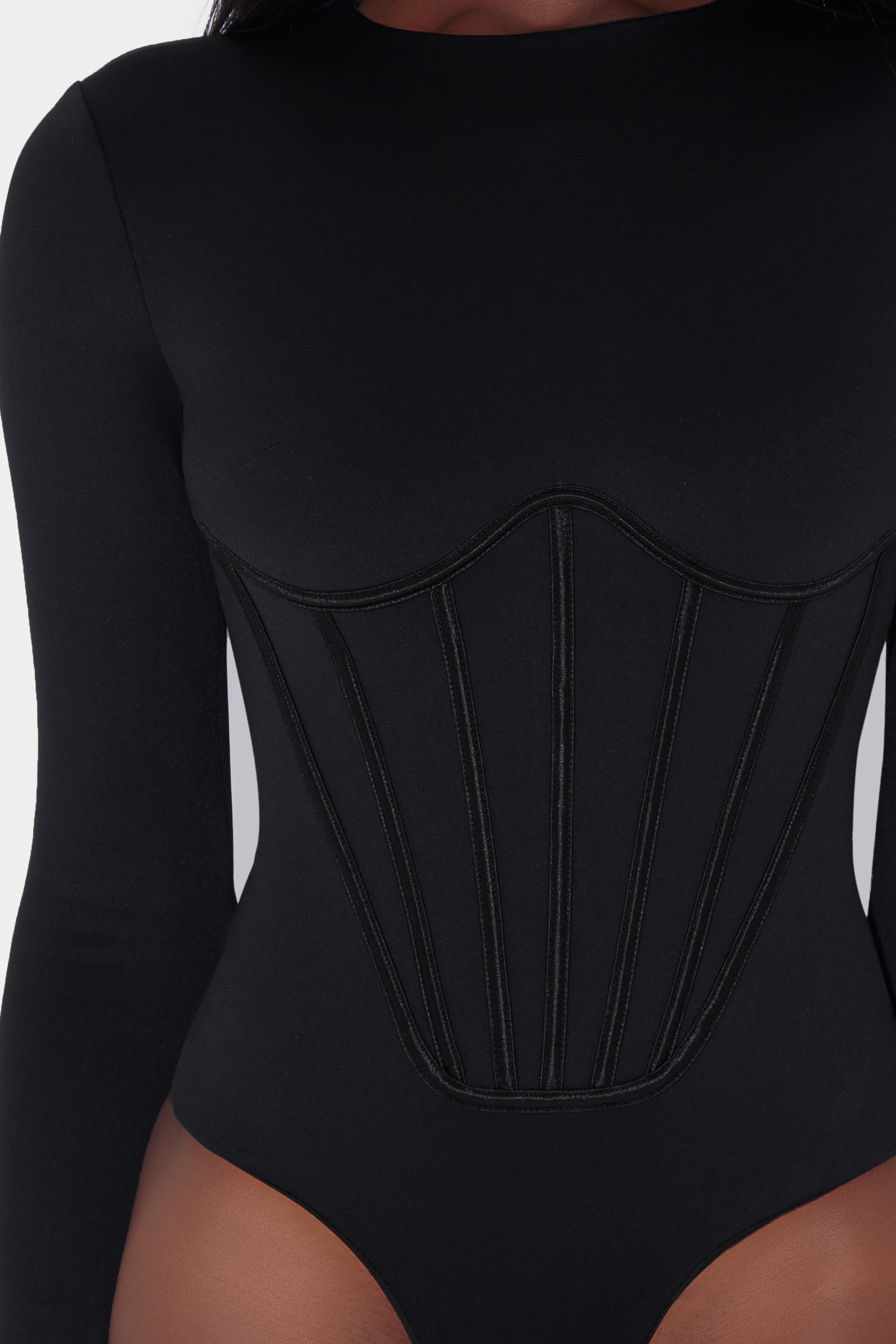 long sleeve corset bodysuit