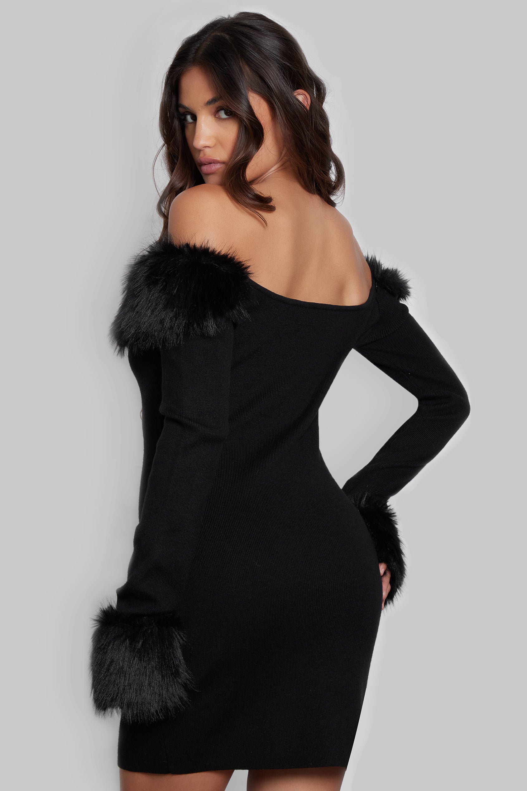 Fur mini dress best sale