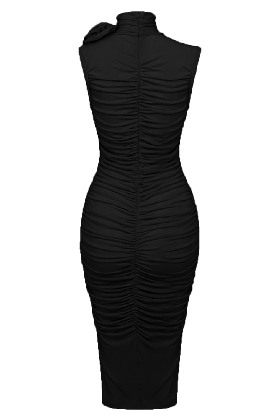 Vendela Floral Bodycon Midi Dress - Black
