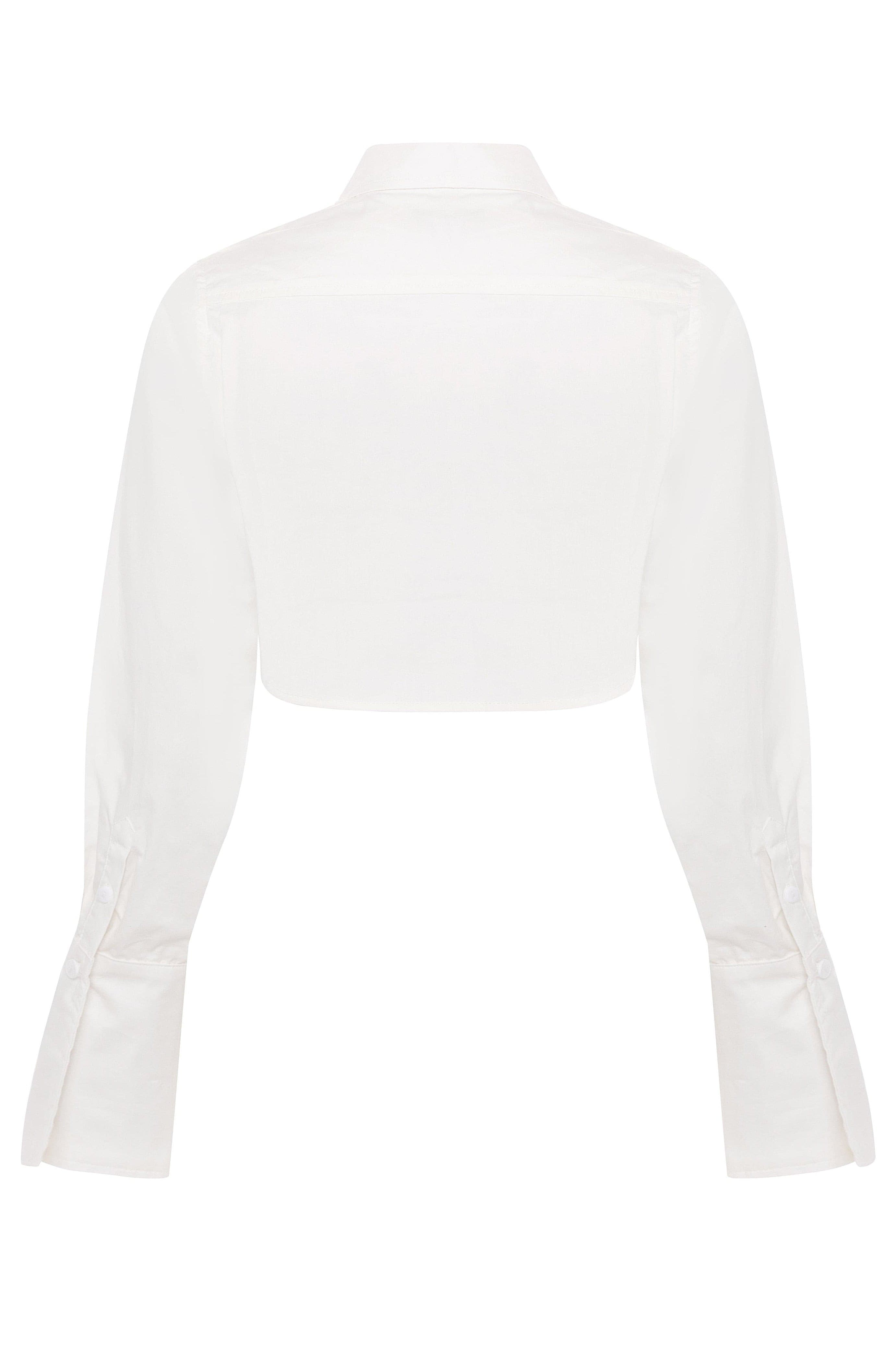 Coval Cropped Button Up Top - White.