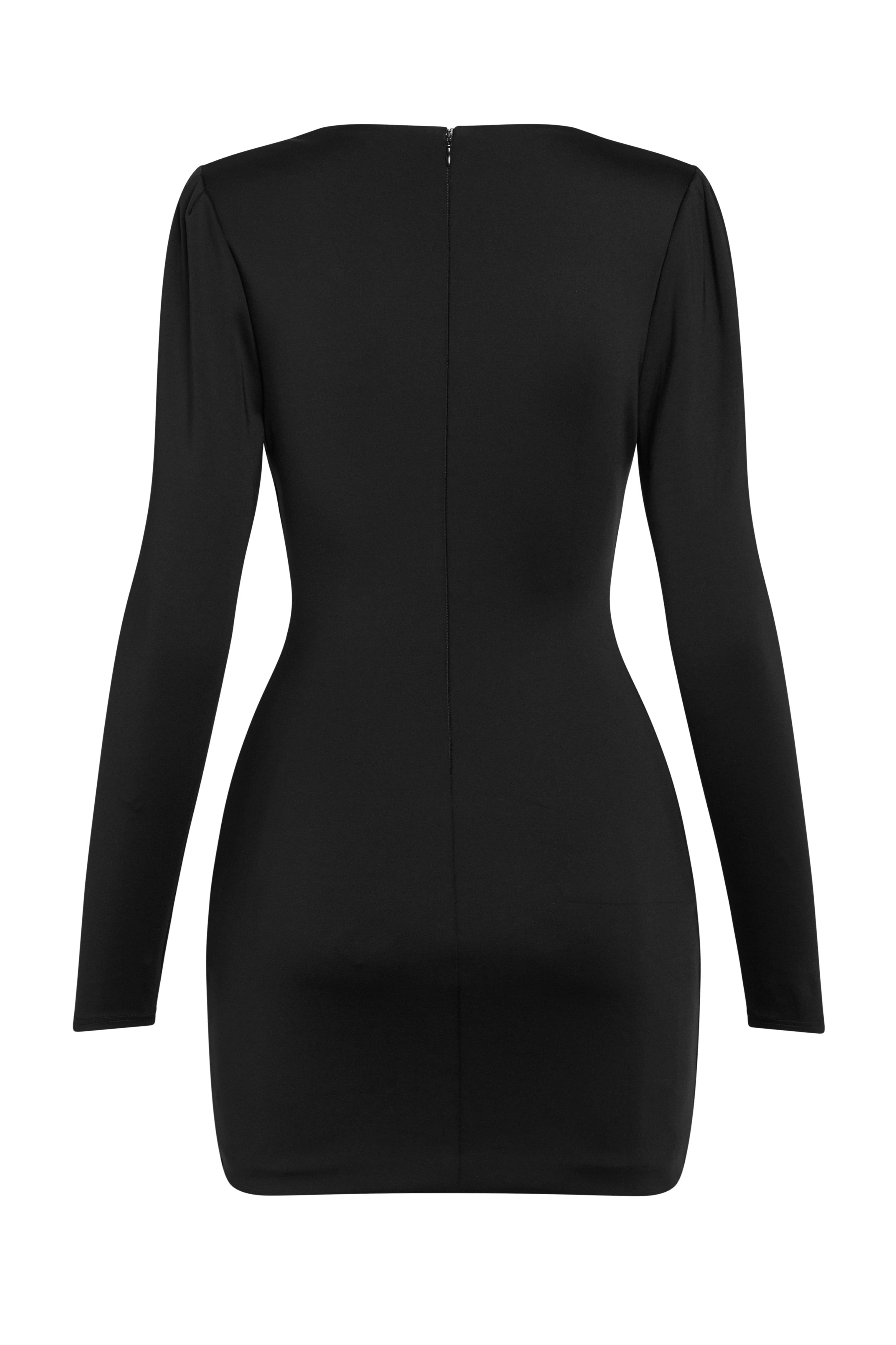 leau long sleeve black doha corset mini dress