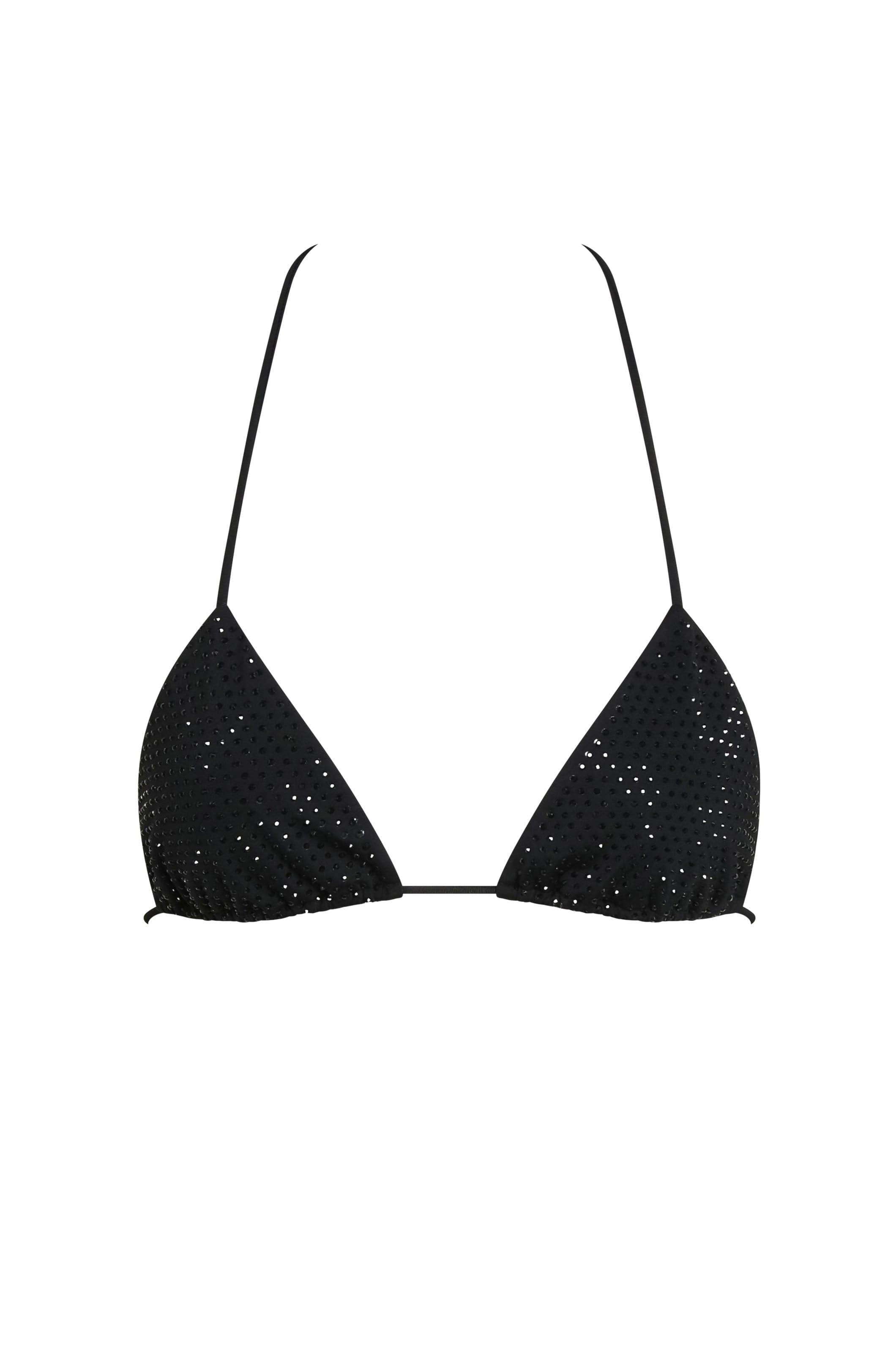 Icon Diamante Bikini Top - Black